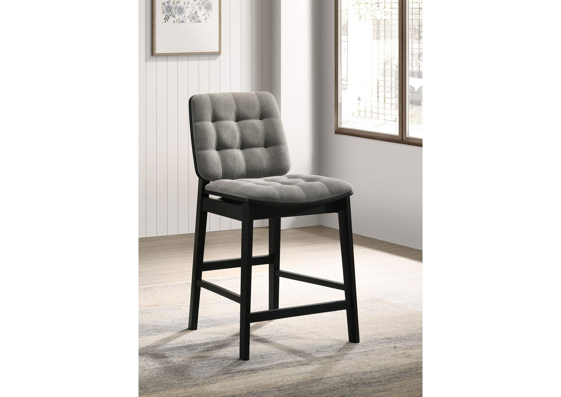 Redbridge Velvet Upholstered Counter Chair Grey and Black (Set of 2) image 3