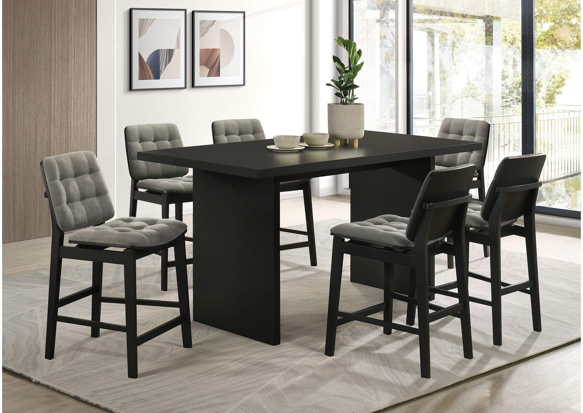 Redbridge Velvet Upholstered Counter Chair Grey and Black (Set of 2) image 15