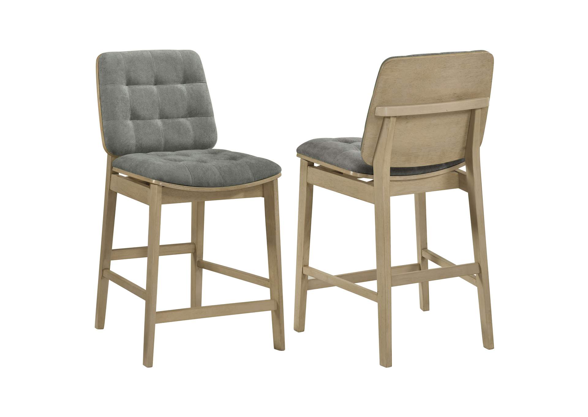 Redbridge Velvet Upholstered Counter Chair Grey and Natural Oak (Set of 2) image 1