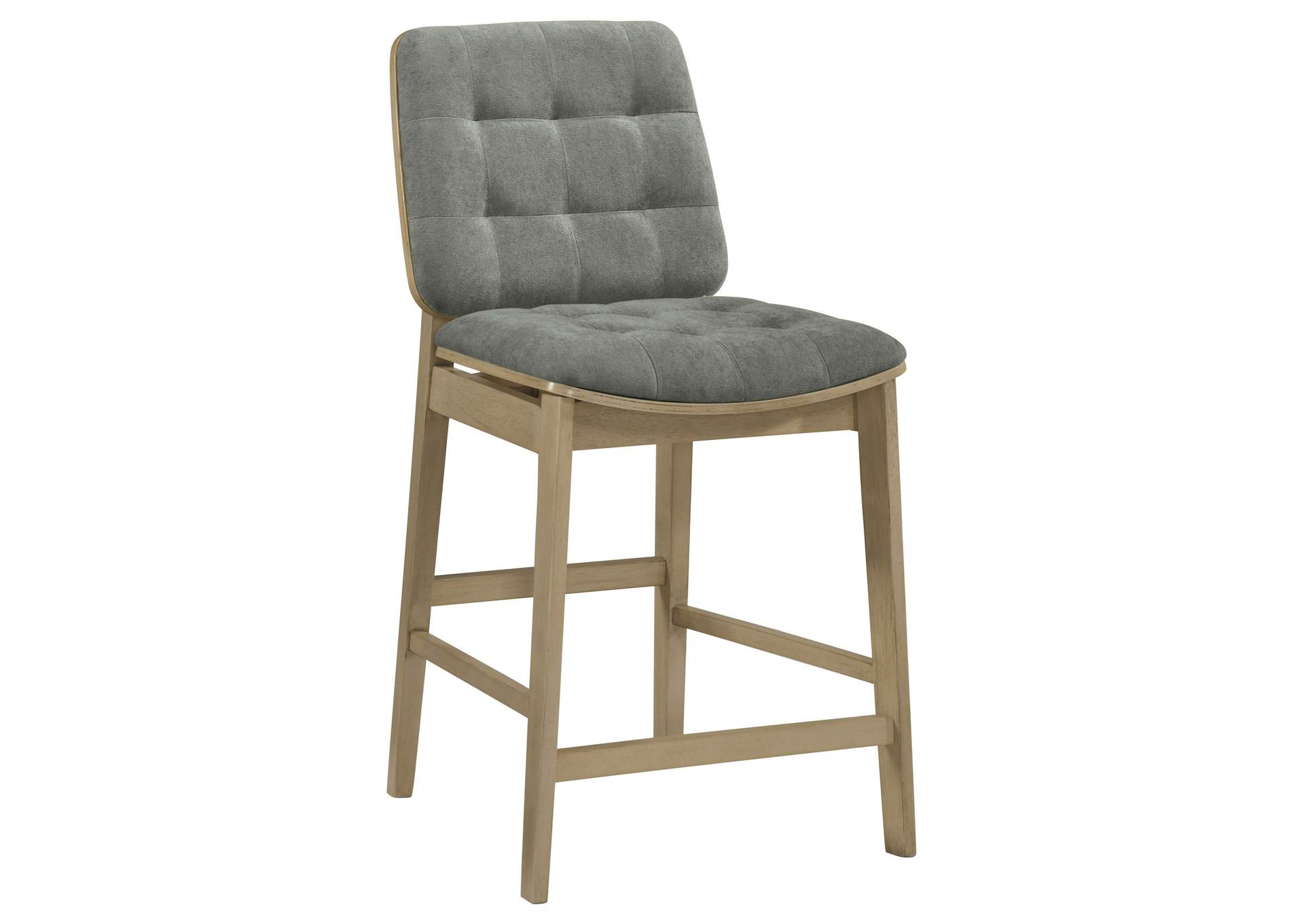 Redbridge Velvet Upholstered Counter Chair Grey and Natural Oak (Set of 2) image 3