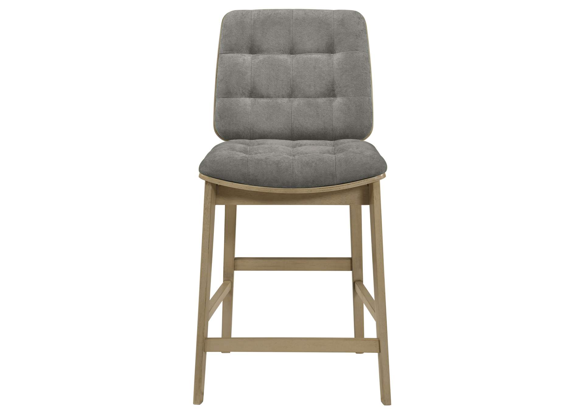 Redbridge Velvet Upholstered Counter Chair Grey and Natural Oak (Set of 2) image 4