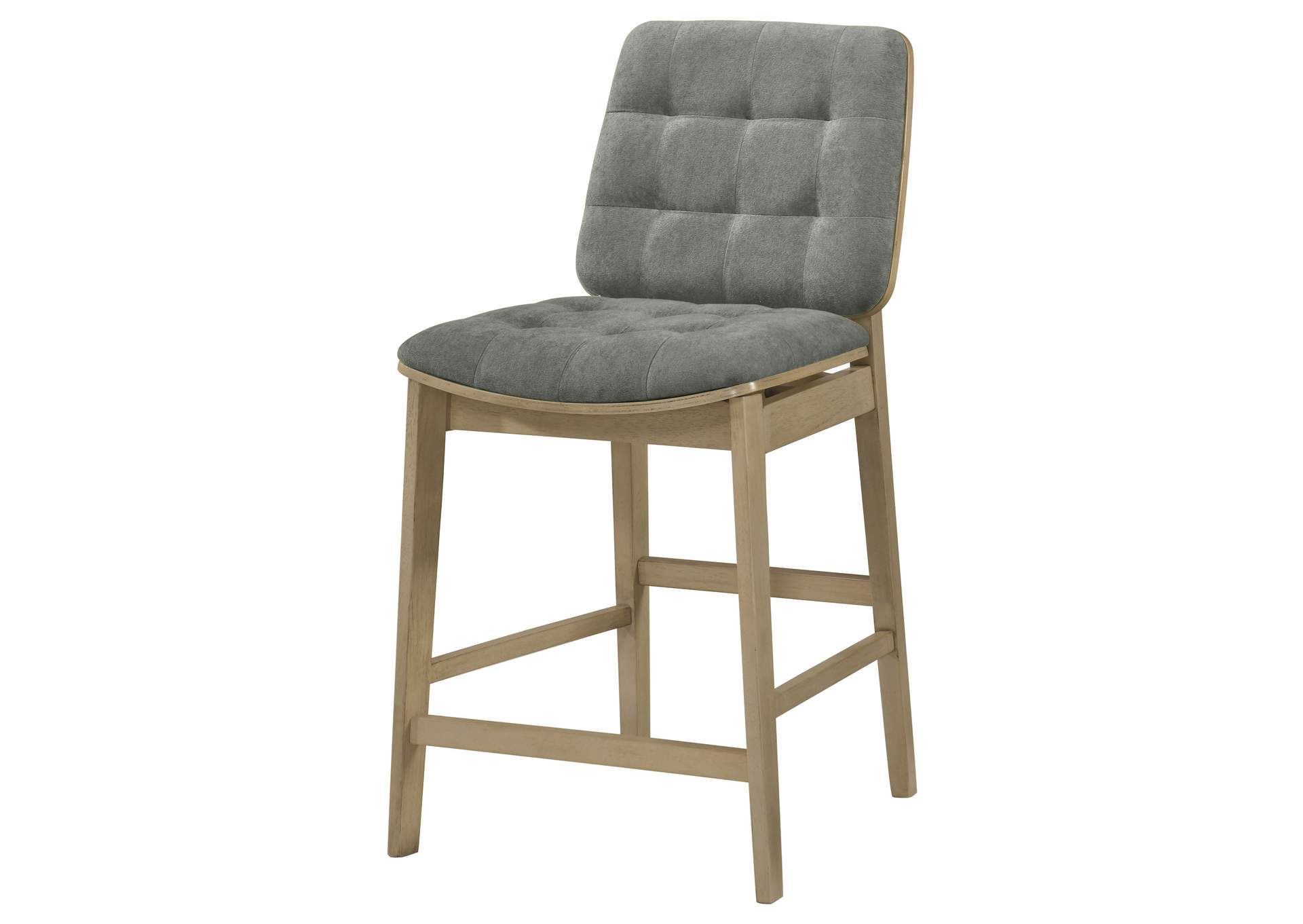 Redbridge Velvet Upholstered Counter Chair Grey and Natural Oak (Set of 2) image 5