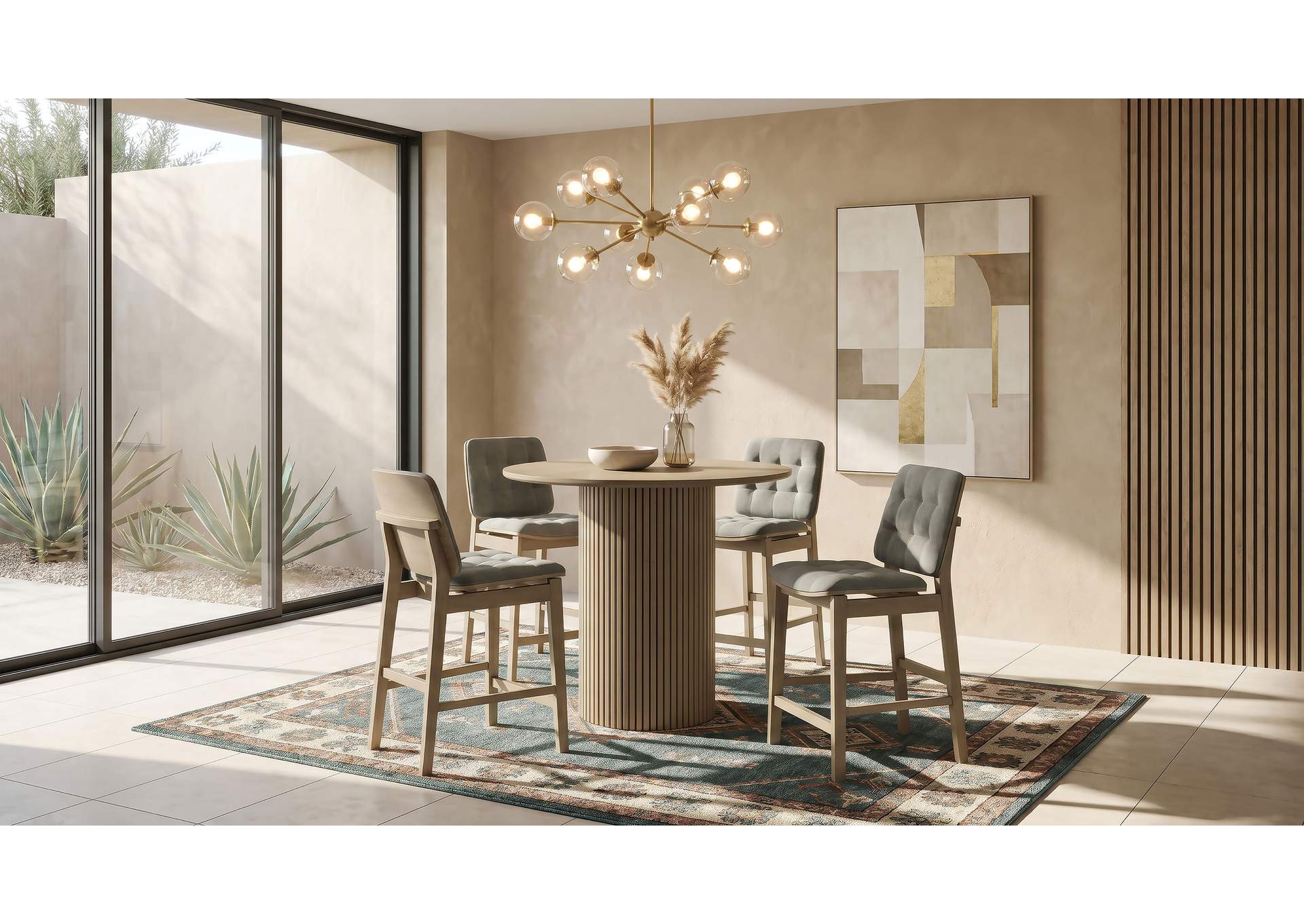 Redbridge Velvet Upholstered Counter Chair Grey and Natural Oak (Set of 2) image 16