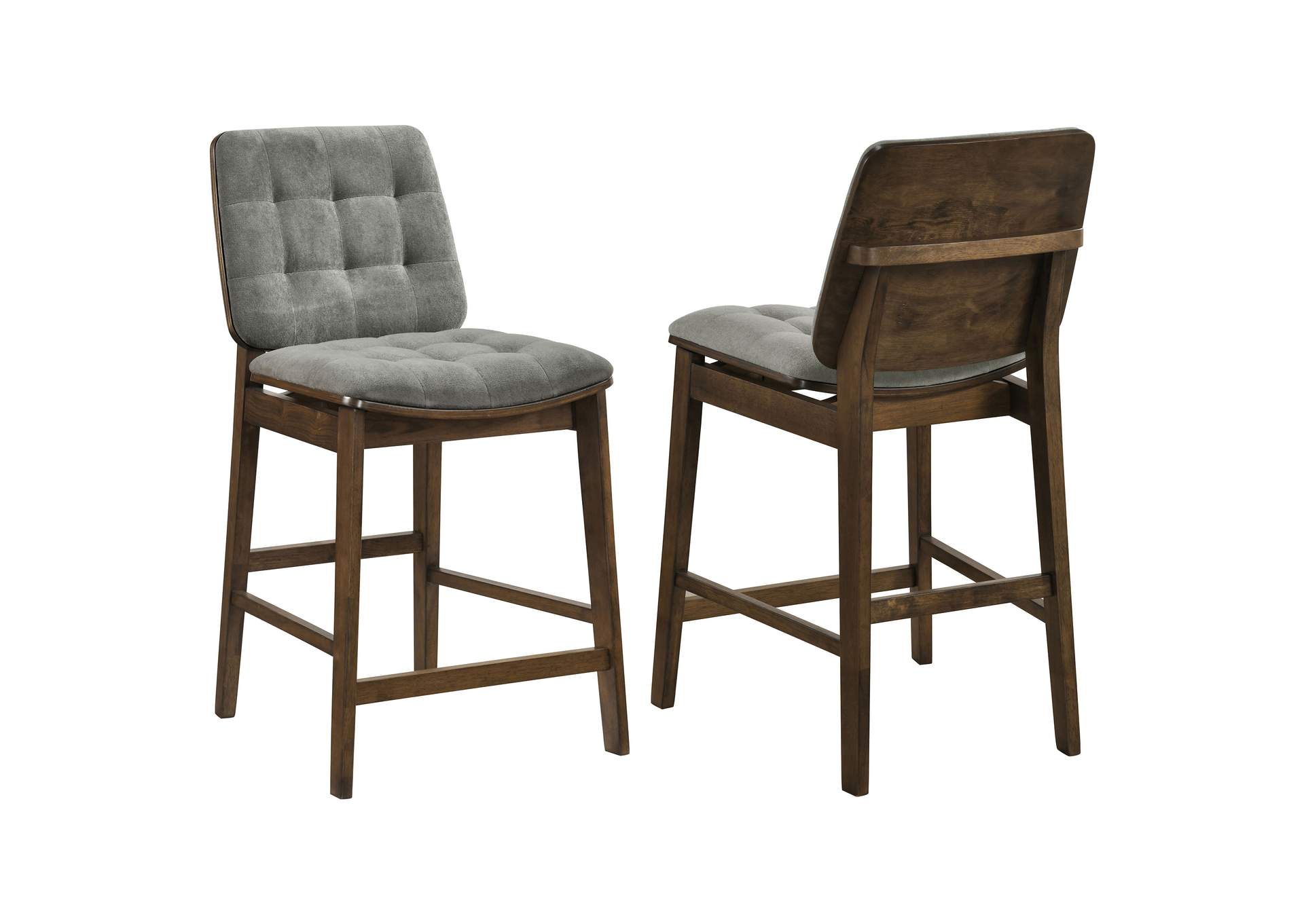 Redbridge Velvet Upholstered Counter Chair Grey and Walnut (Set of 2) image 1