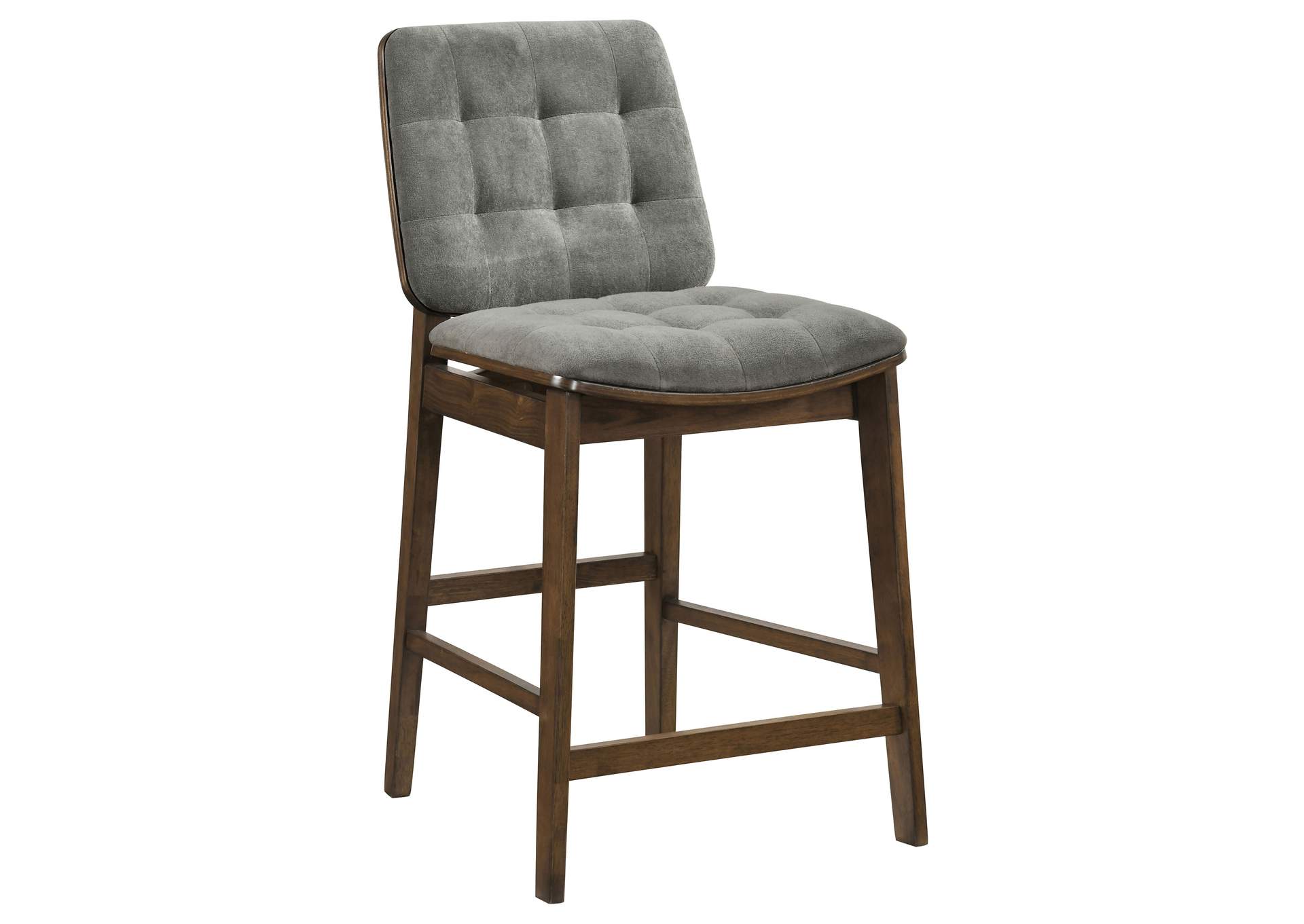 Redbridge Velvet Upholstered Counter Chair Grey and Walnut (Set of 2) image 3