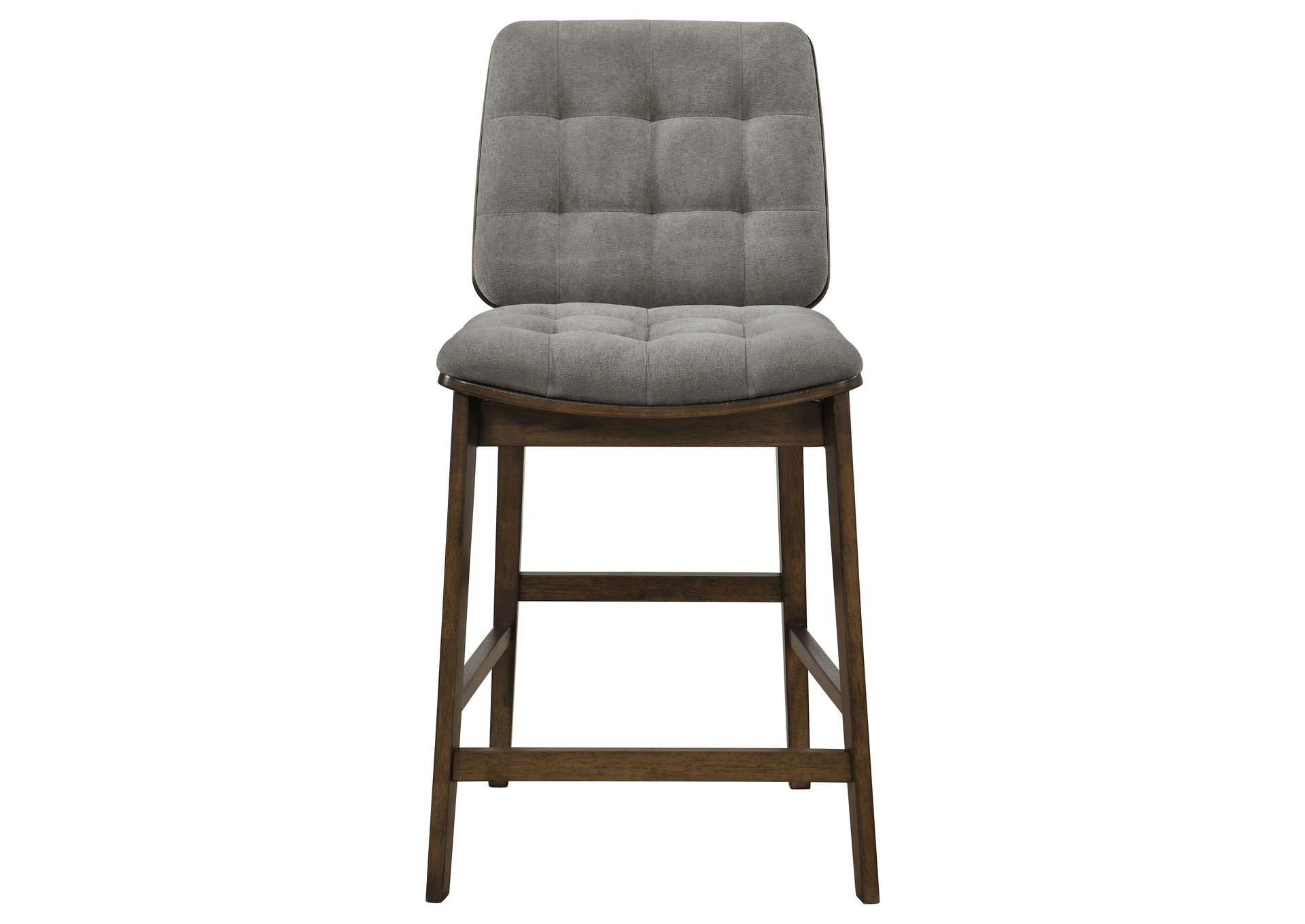 Redbridge Velvet Upholstered Counter Chair Grey and Walnut (Set of 2) image 4