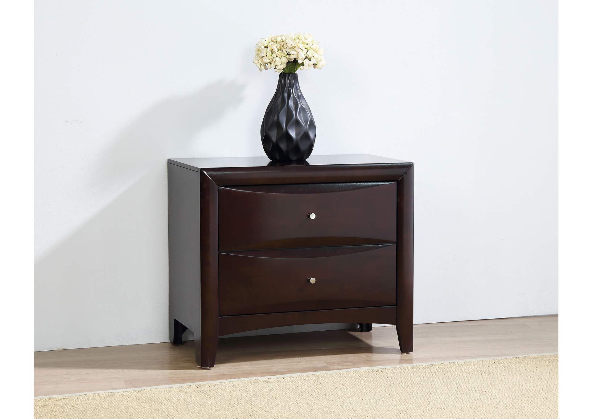 Phoenix 2drawer Nightstand Deep Cappuccino