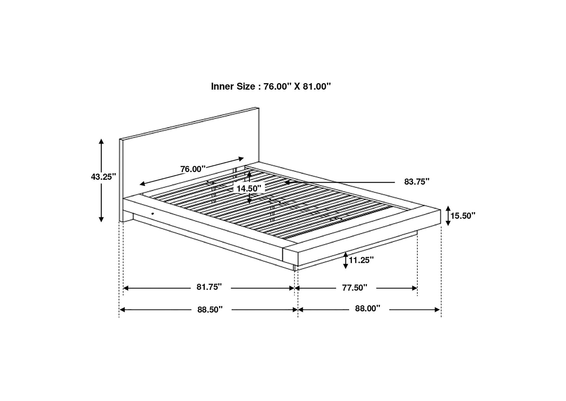 Jessica Wood Eastern King LED Panel Bed Cappuccino