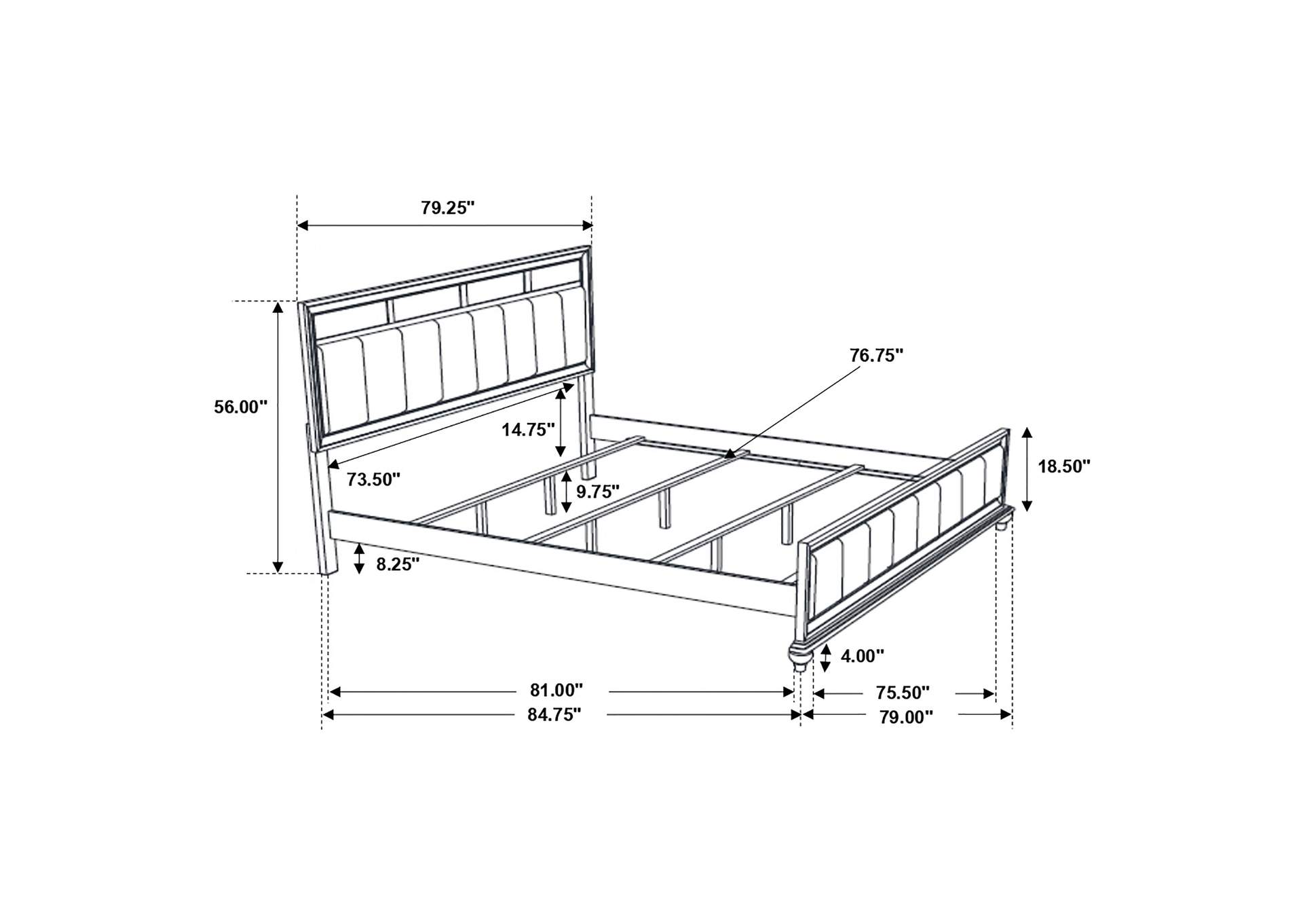 Barzini Bedroom Set with Upholstered Headboard Black