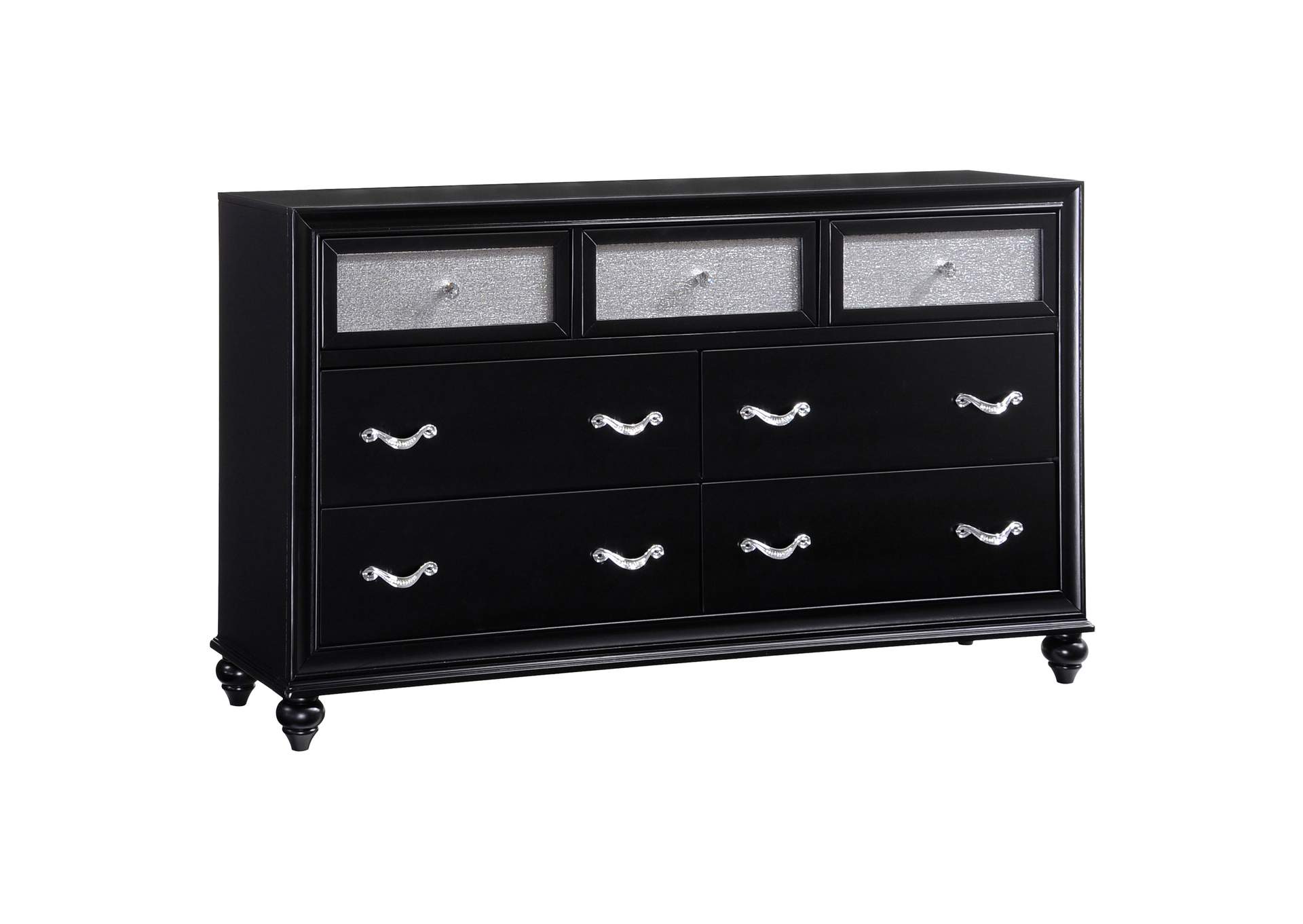 Barzini Bedroom Set with Upholstered Headboard Black