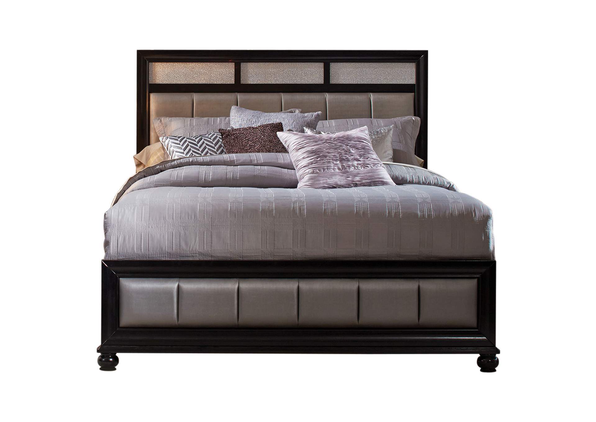 Barzini California King Upholstered Bed Black and Grey