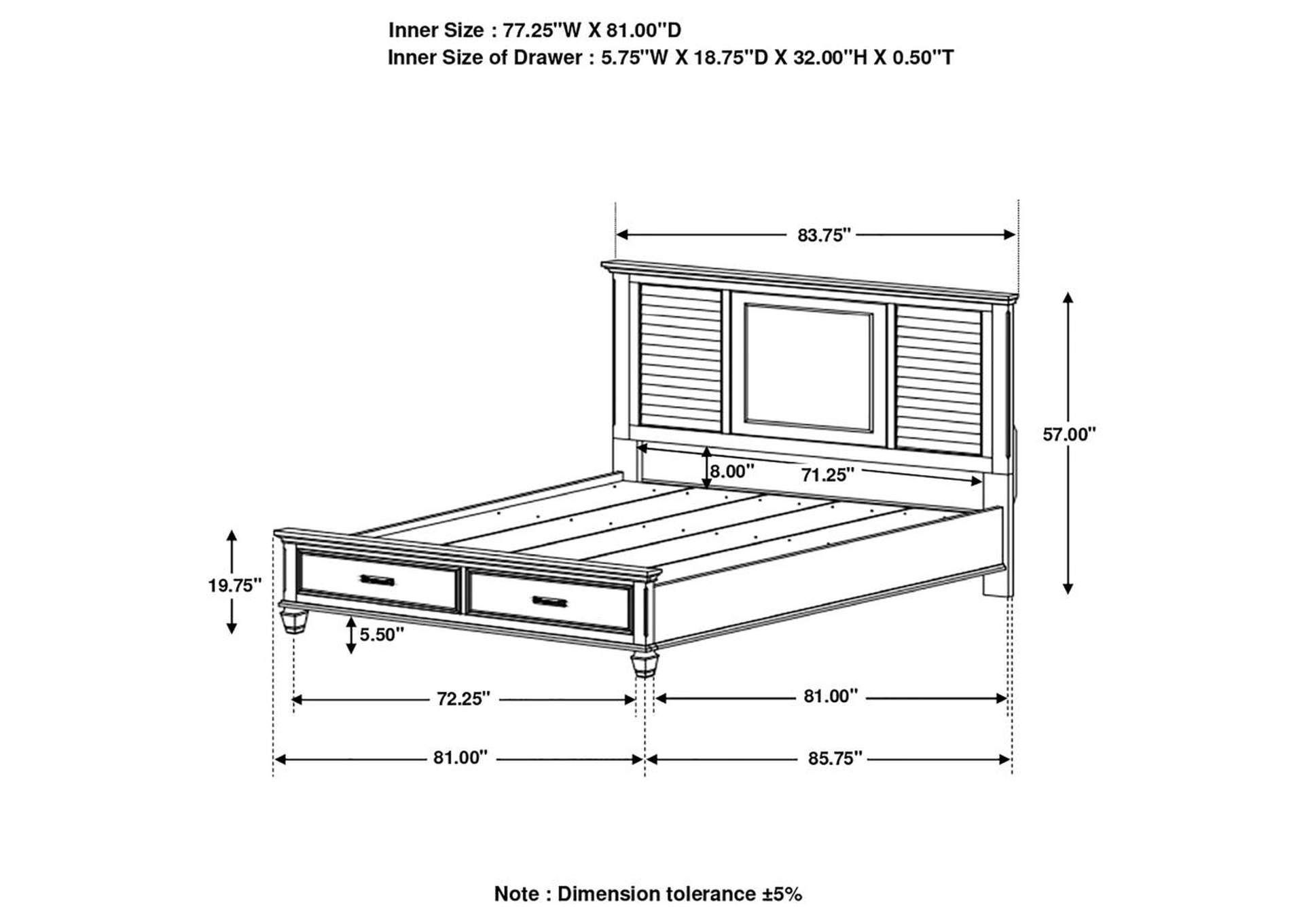 Franco Eastern King Storage Bed Burnished Oak