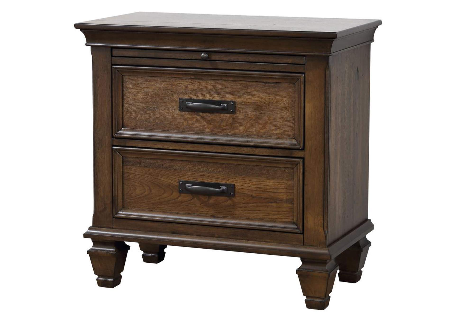 2drawer Nightstand with Pull Out Tray Burnished Oak