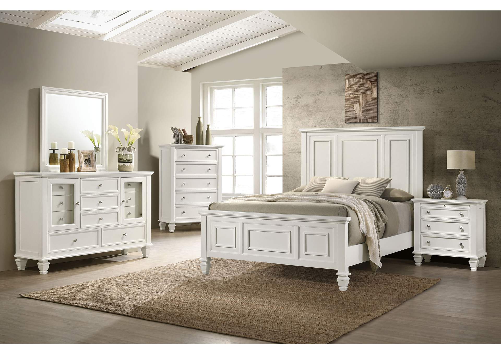 Sandy Beach 11-drawer Dresser with Mirror Cream White