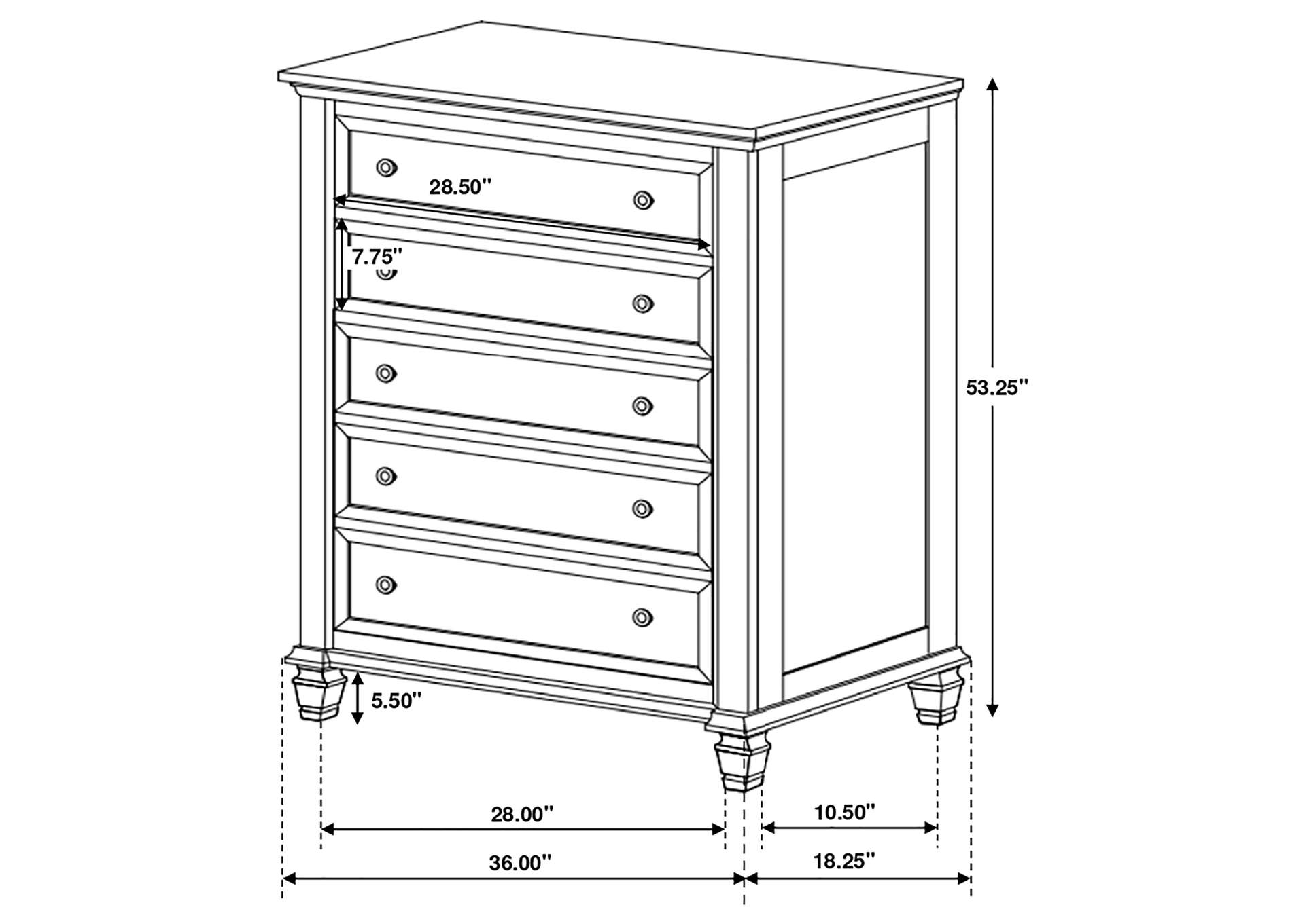 Sandy Beach 5-piece Eastern King Bedroom Set Cream White