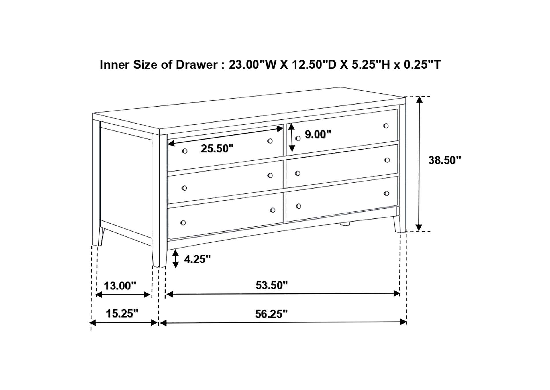 Carlton 6-drawer Dresser Cappuccino