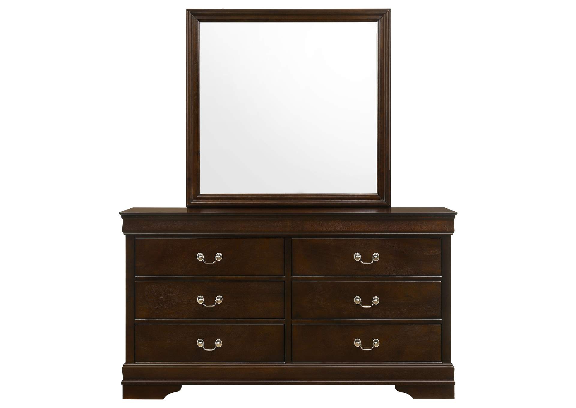Louis Philippe 6-drawer Dresser with Mirror Cappuccino