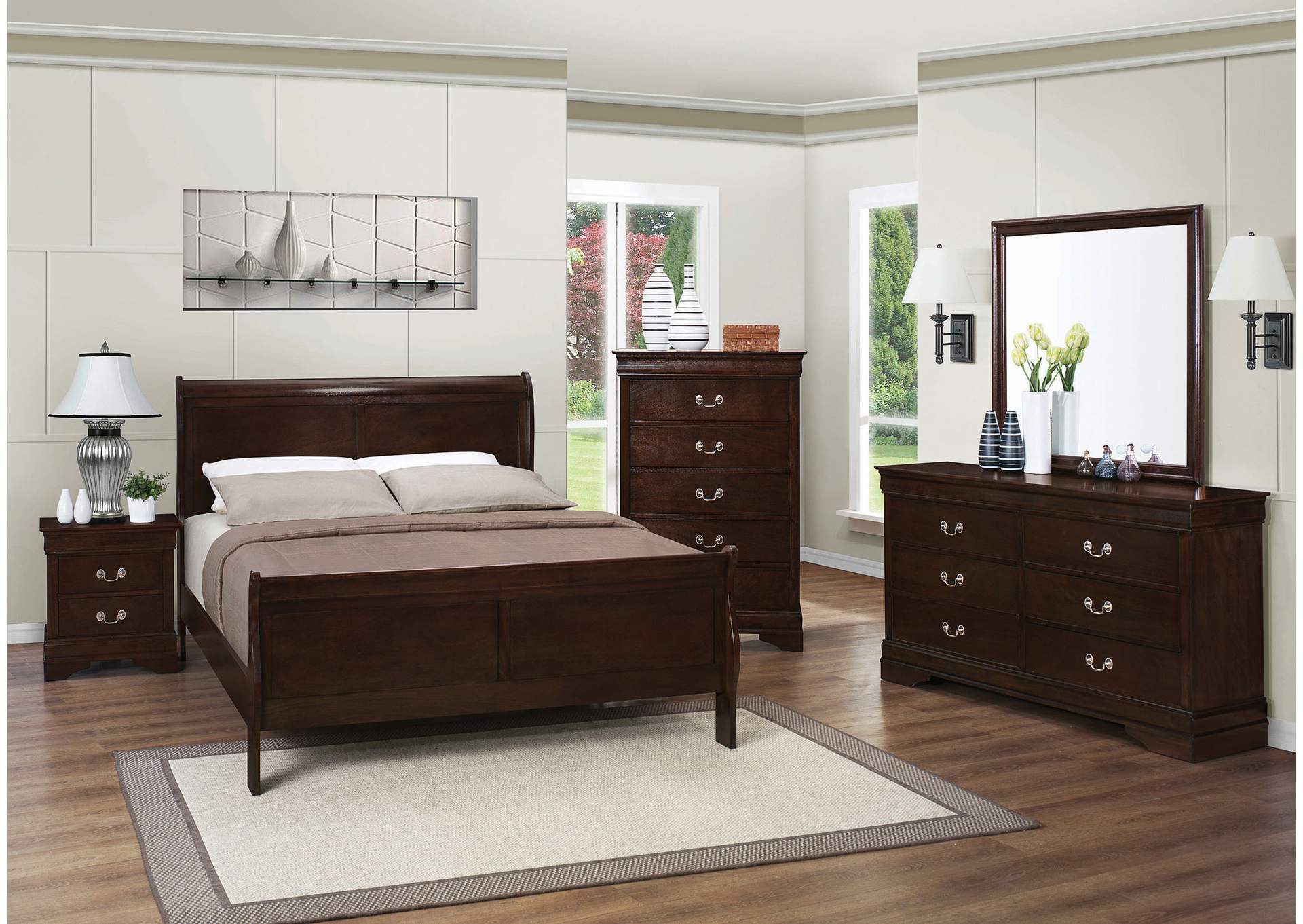 Louis Philippe 6-drawer Dresser with Mirror Cappuccino