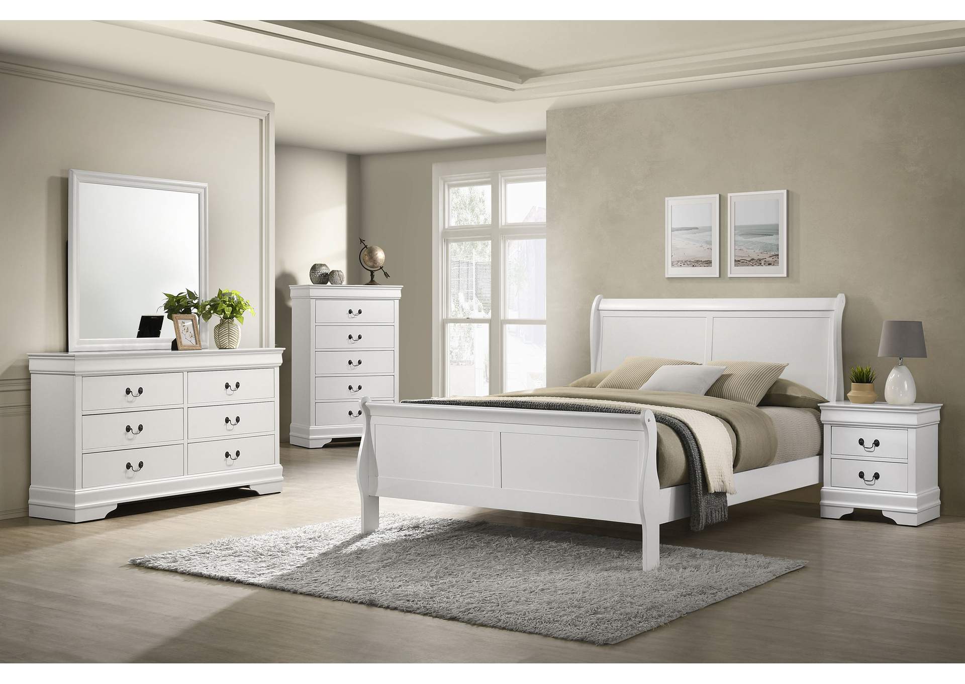 Louis Philippe 5-piece Full Bedroom Set White