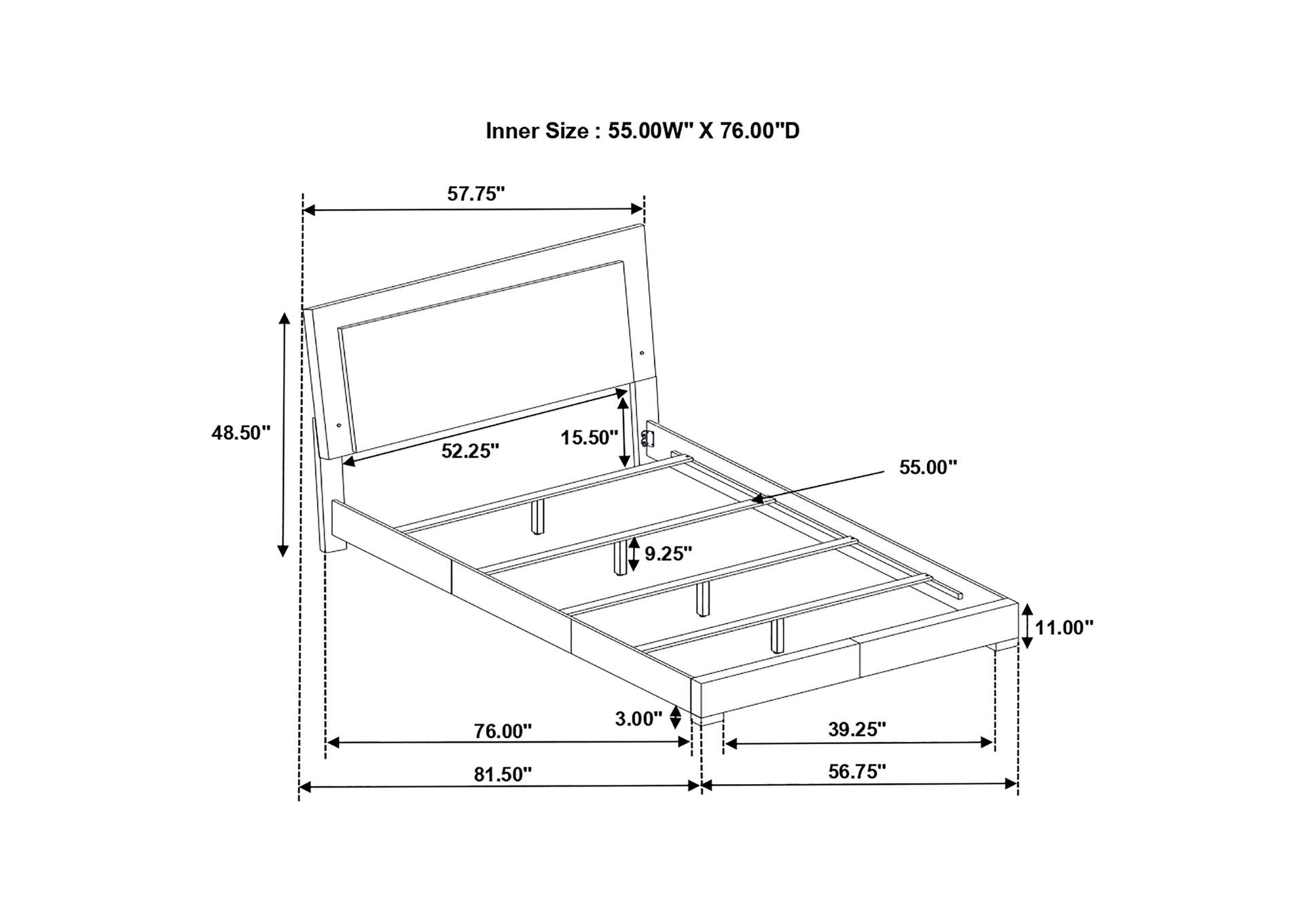 Felicity Full Panel Bed with LED Lighting Glossy White