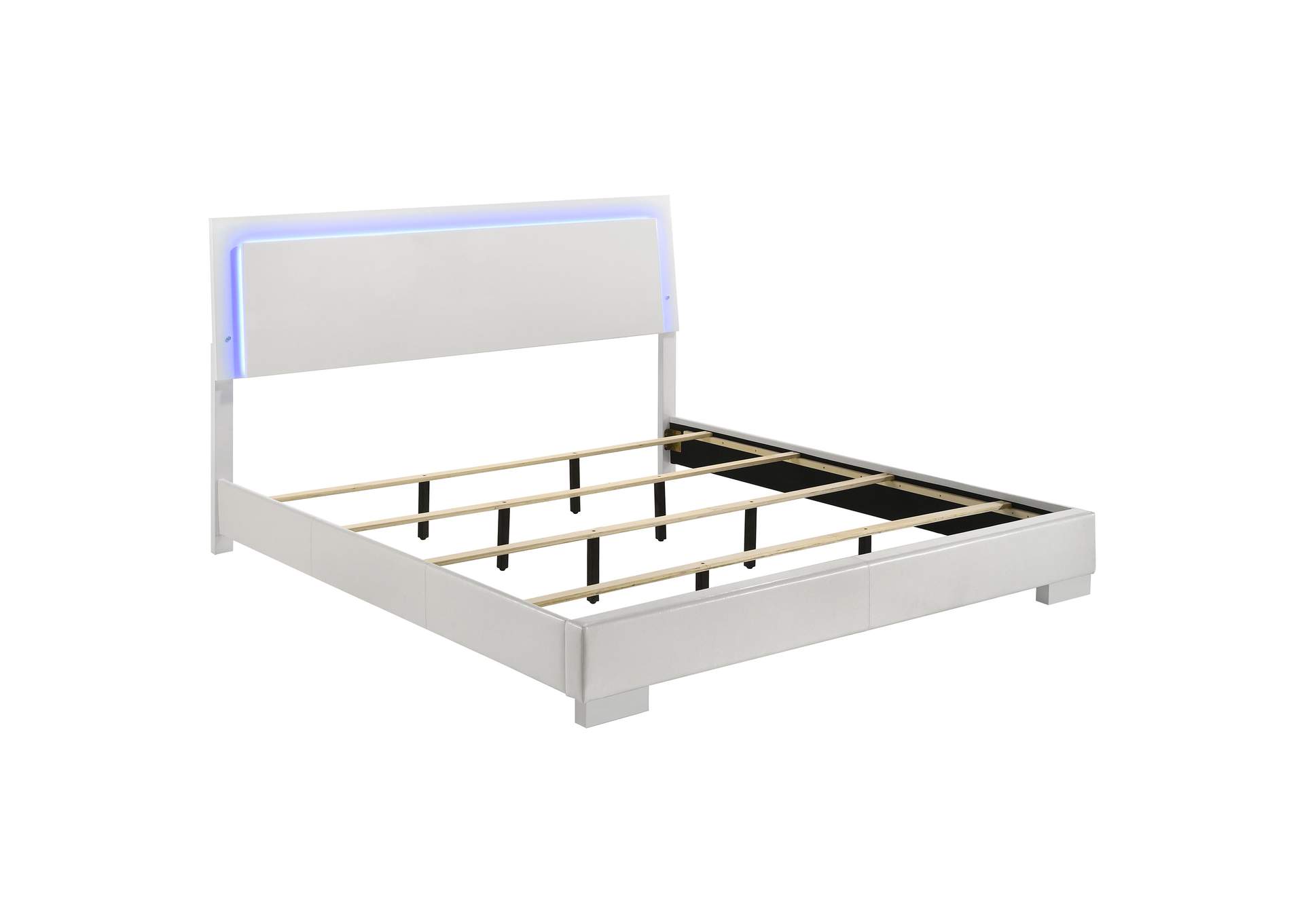 Felicity Bedroom Set with LED Light Headboard Glossy White