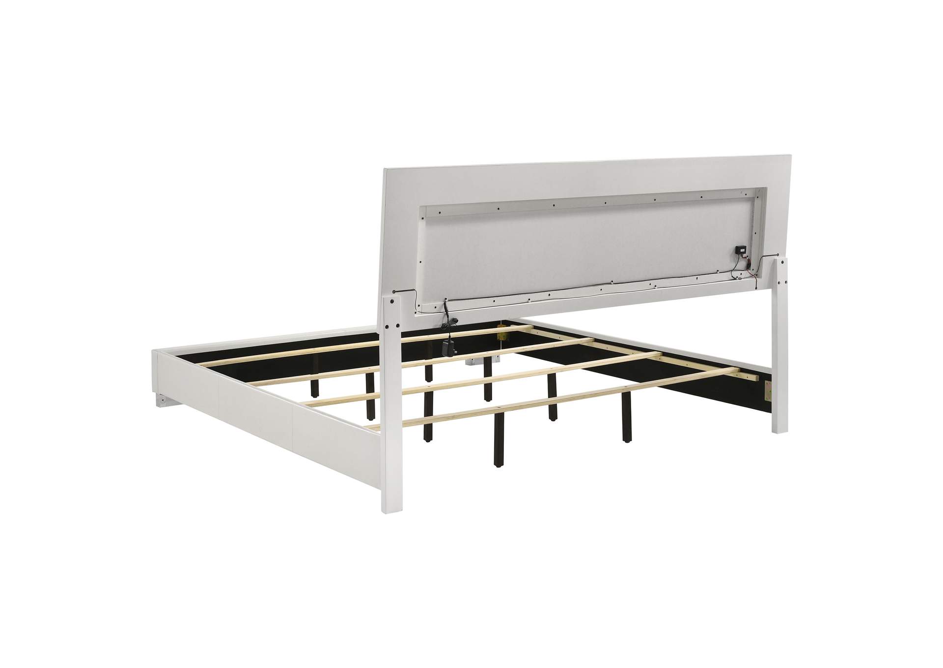 Felicity 6-piece Bedroom Set Glossy White with LED Bed Headboard
