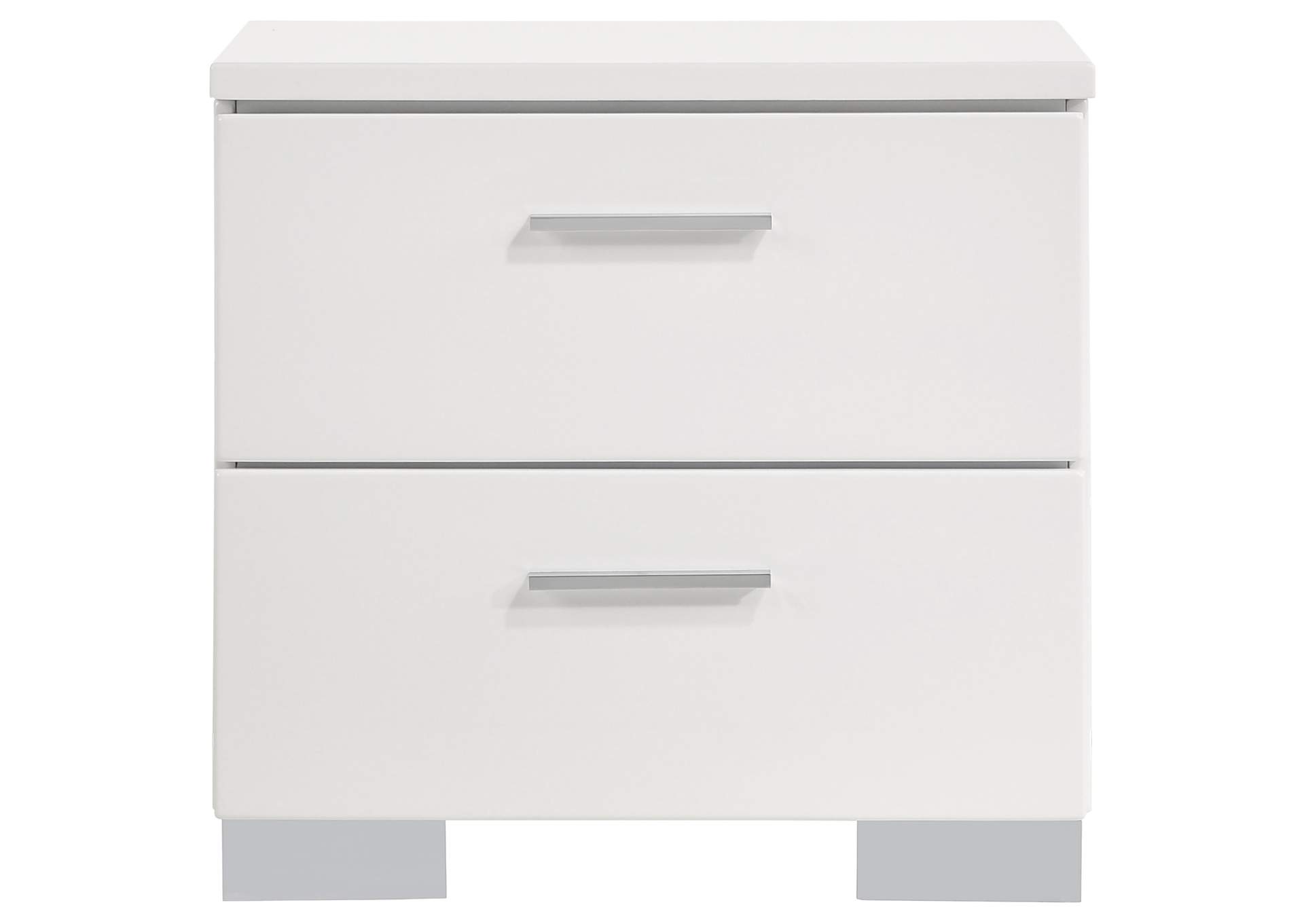 Felicity Bedroom Set with LED Light Headboard Glossy White