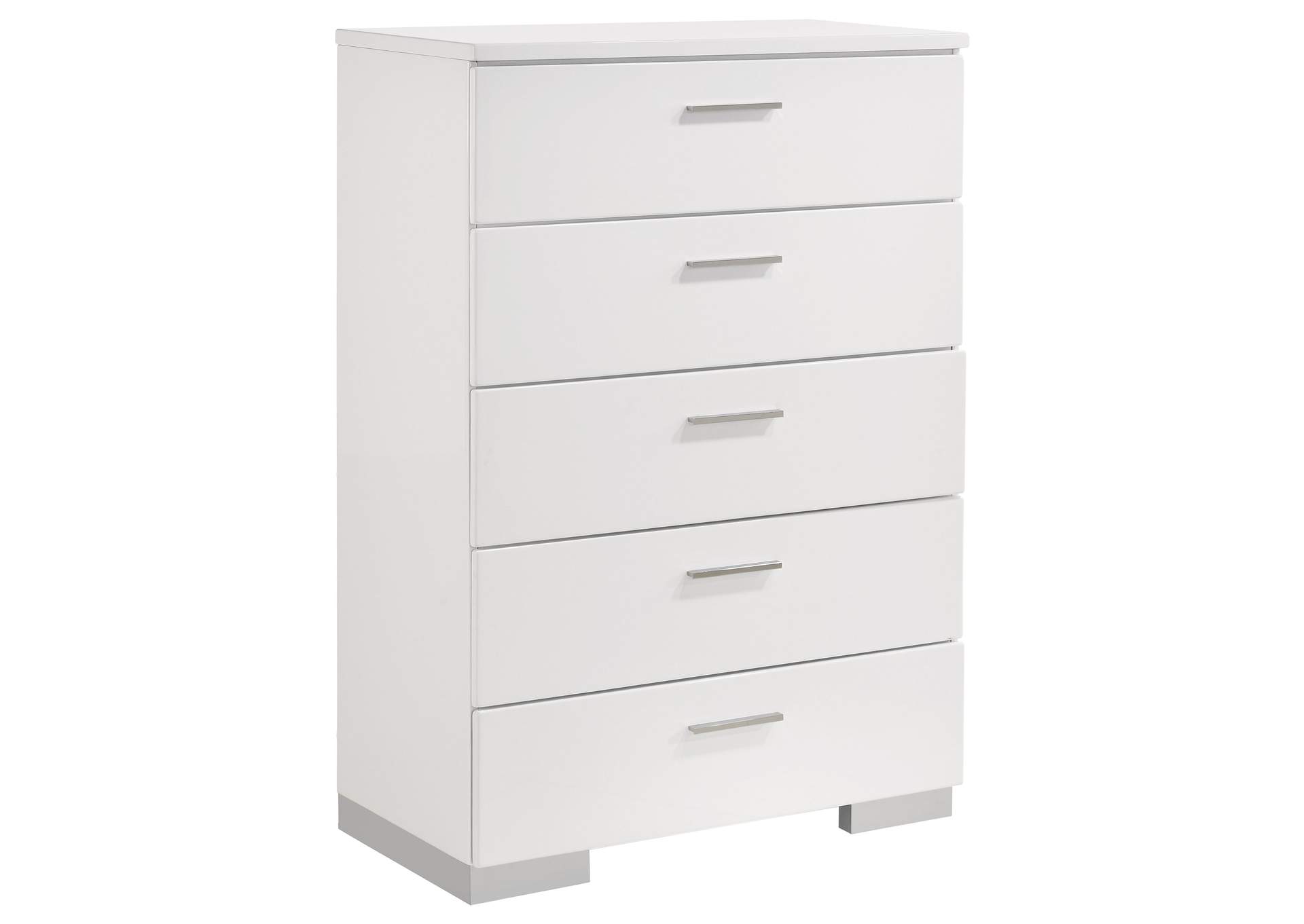 Felicity 5-piece Eastern King Bedroom Set White High Gloss