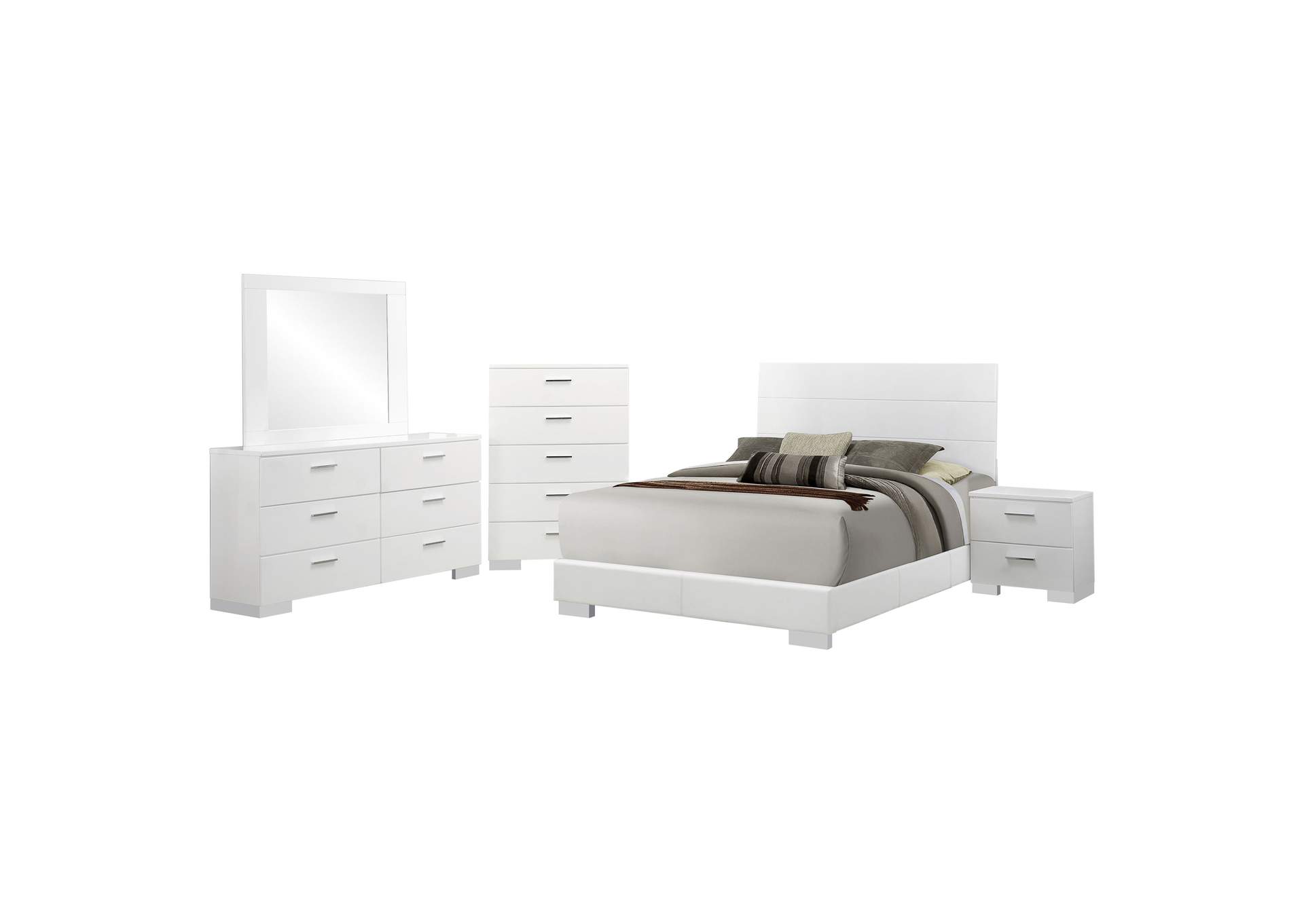 Felicity Panel Bedroom Set Glossy White