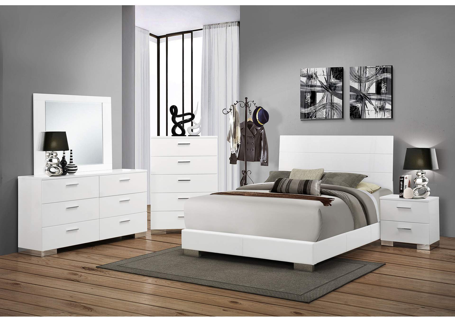 Felicity 5-drawer Bedroom Chest White High Gloss image 15