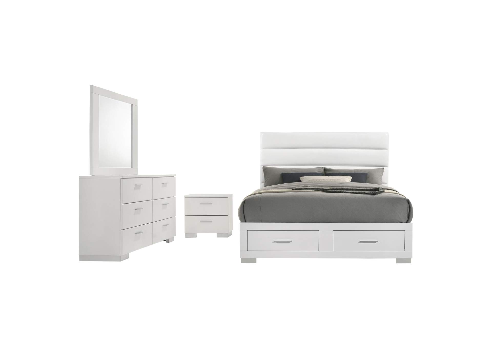 Felicity 4-piece Queen Platform Bedroom Set White