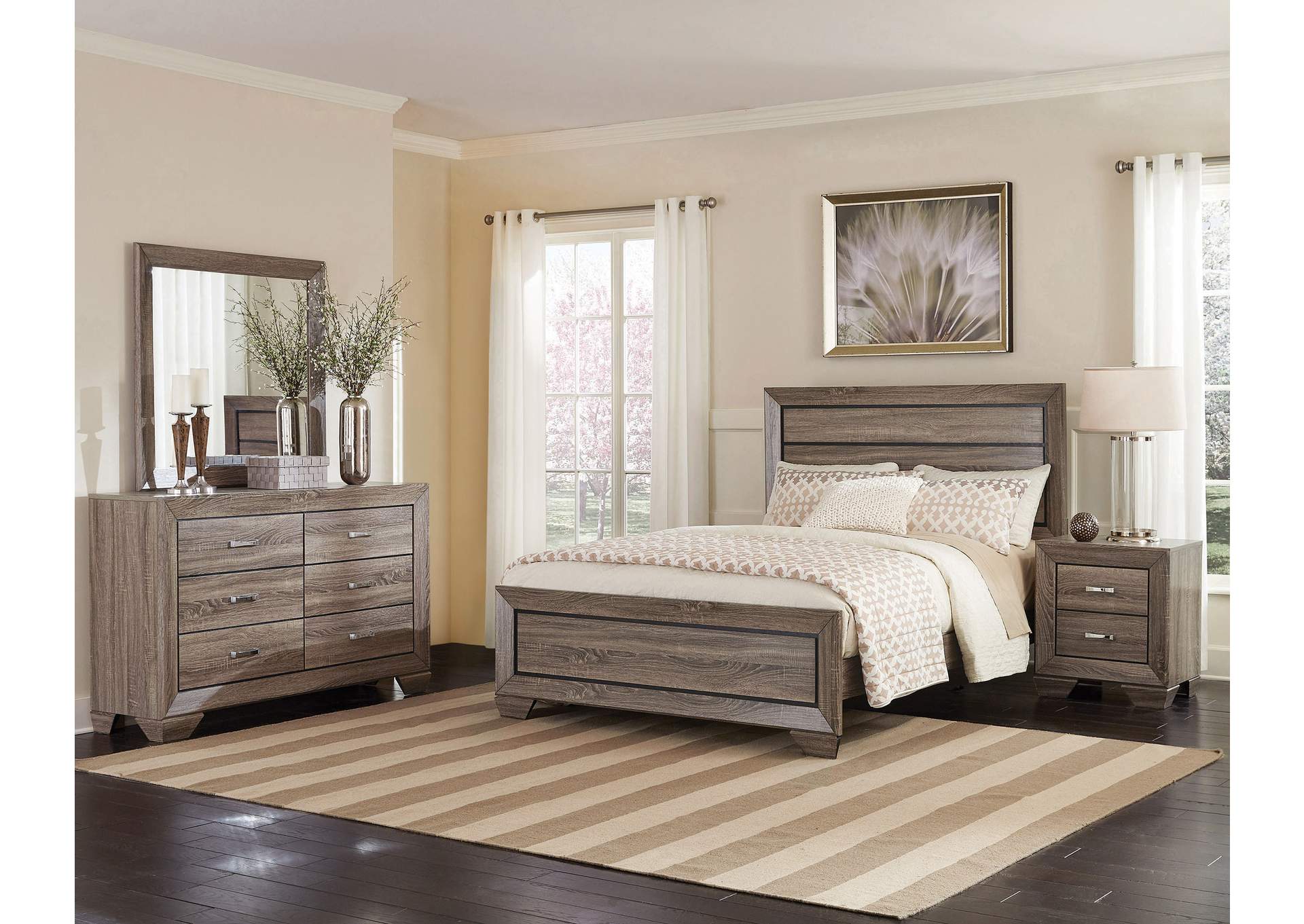 Kauffman Wood California King Panel Bed Washed Taupe