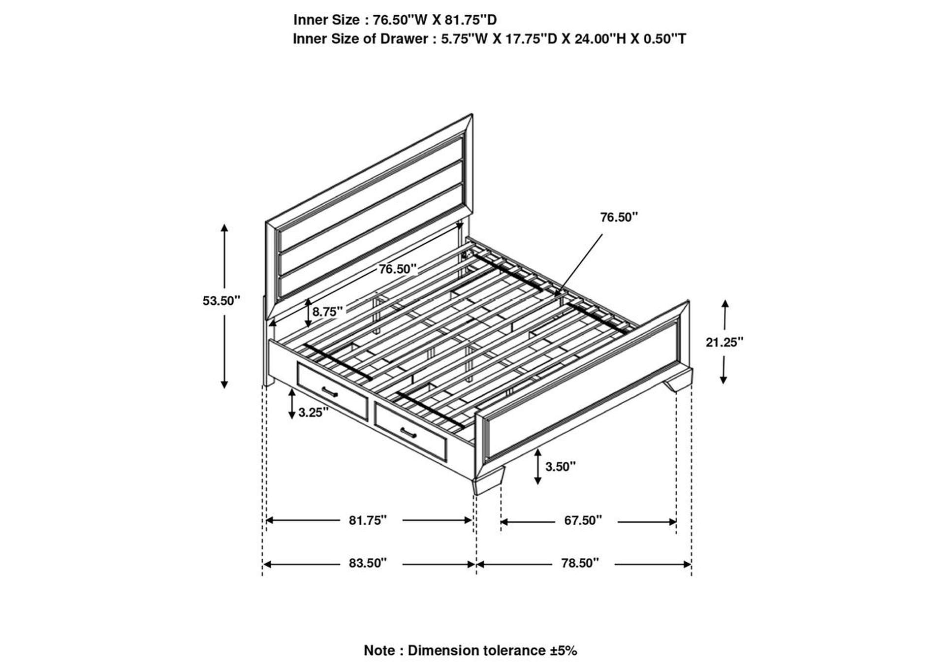 Kauffman Eastern King Storage Bed Dark Cocoa