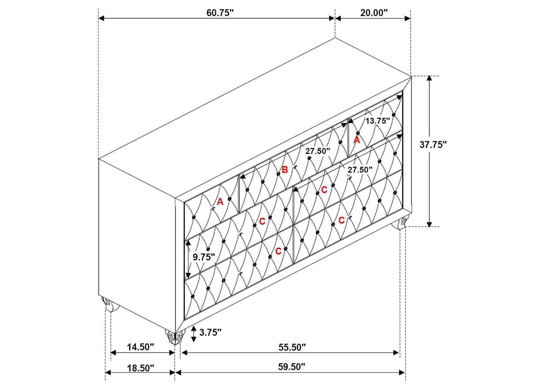 Deanna Upholstered Tufted Bedroom Set Grey