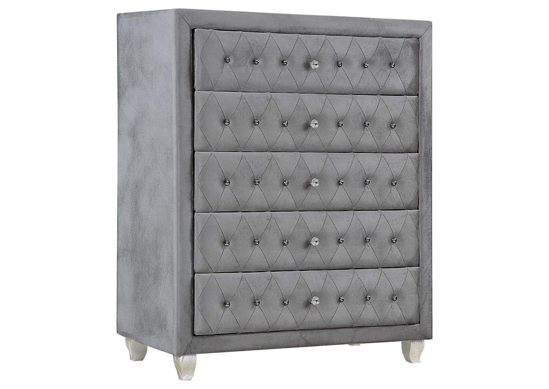 Deanna Upholstered Tufted Bedroom Set Grey