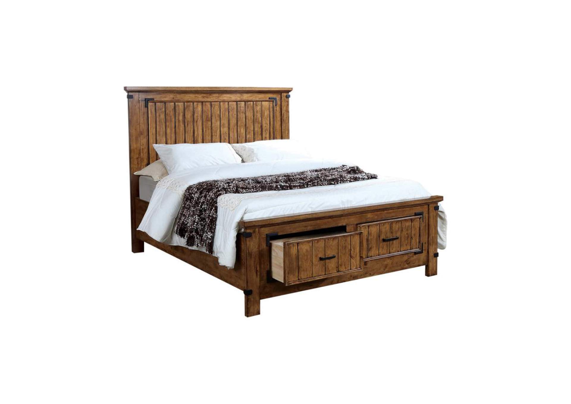 Brenner Eastern King Storage Bed Rustic Honey