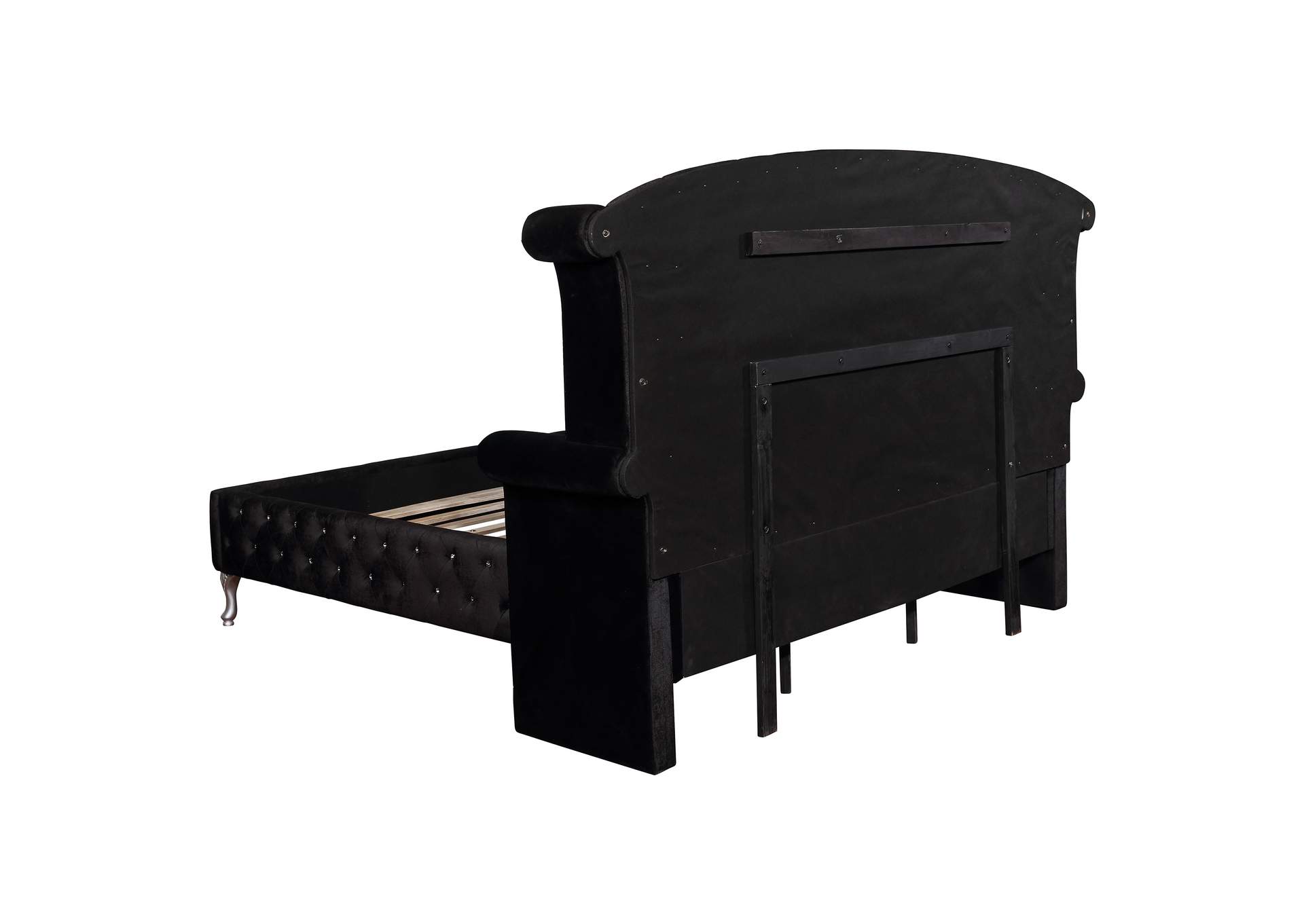 Deanna Upholstered Queen Wingback Bed Black
