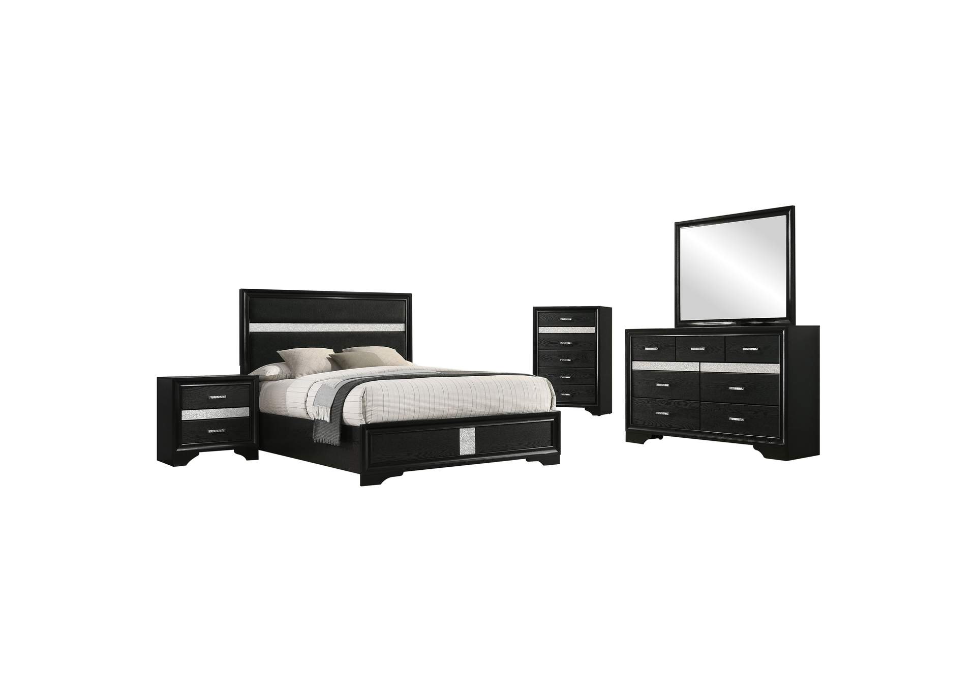 Miranda 5-piece Eastern King Bedroom Set Black