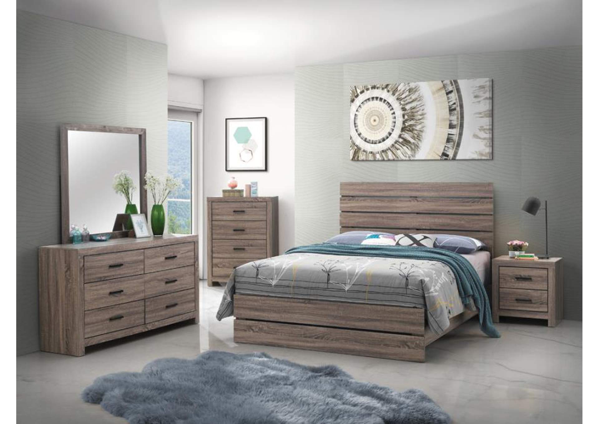 Brantford 4-piece Eastern King Panel Bedroom Set Barrel Oak image 1