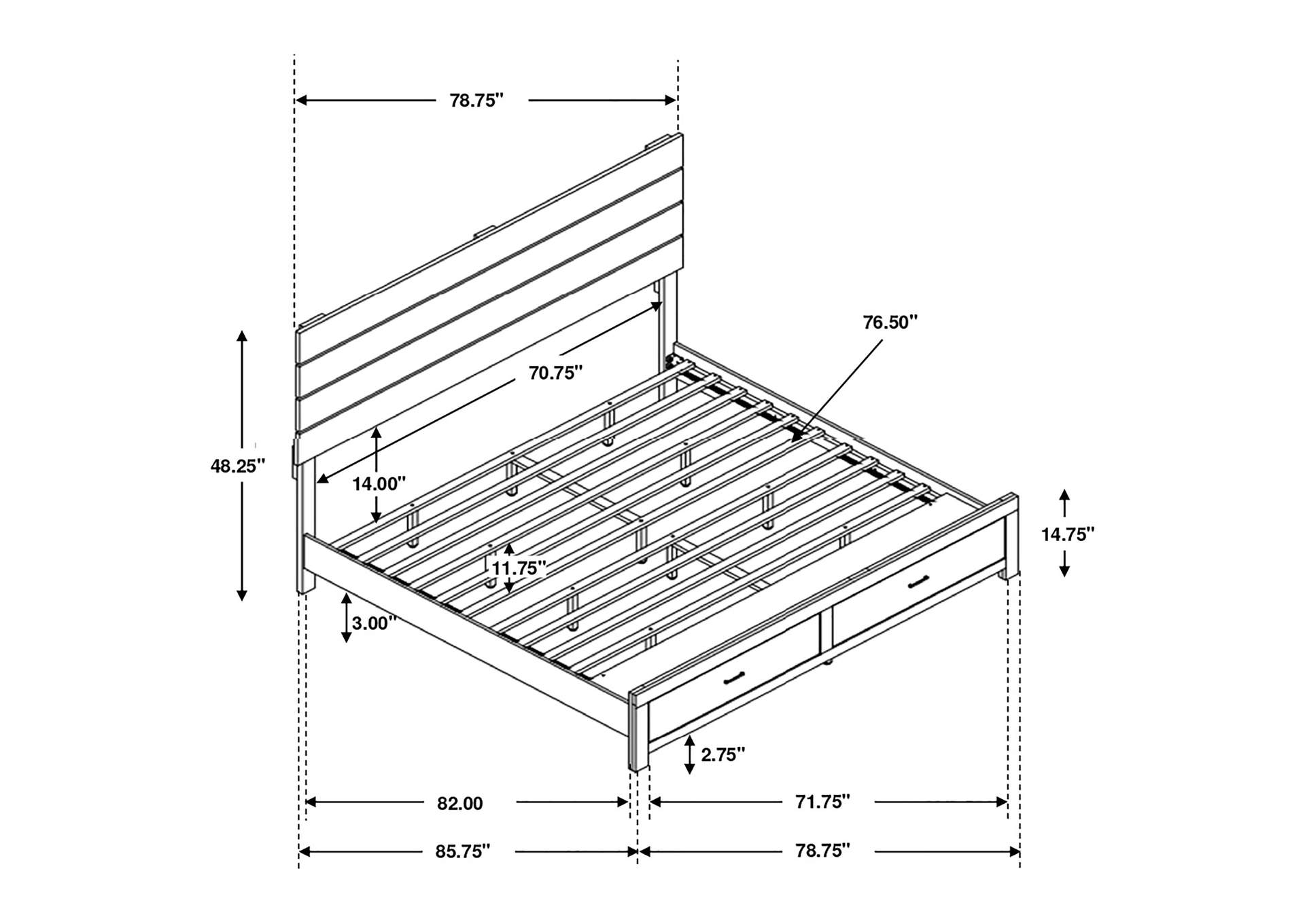 Brantford Wood Eastern King Storage Panel Bed Coastal White image 11
