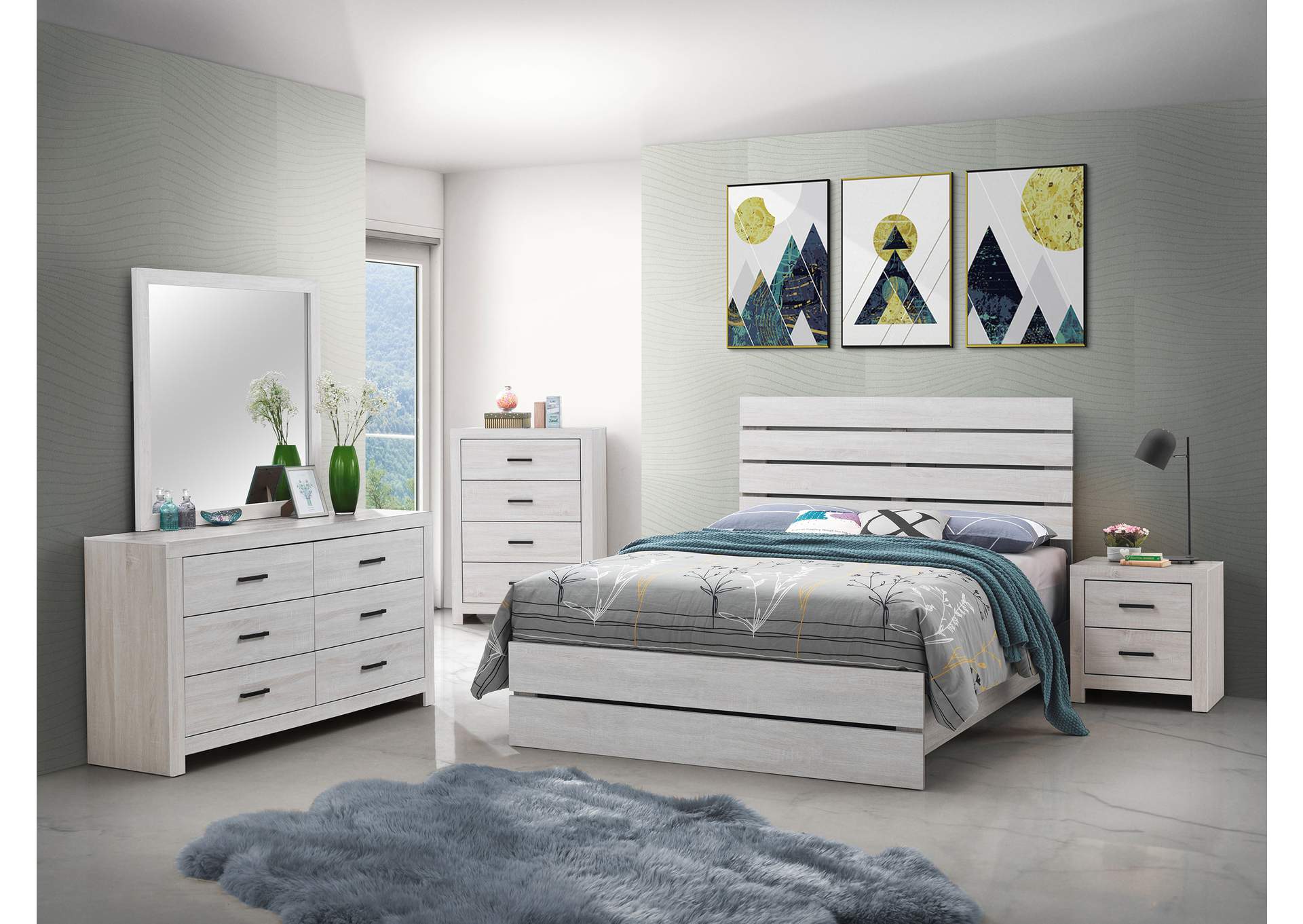 Brantford Wood Eastern King Panel Bed Coastal White image 10