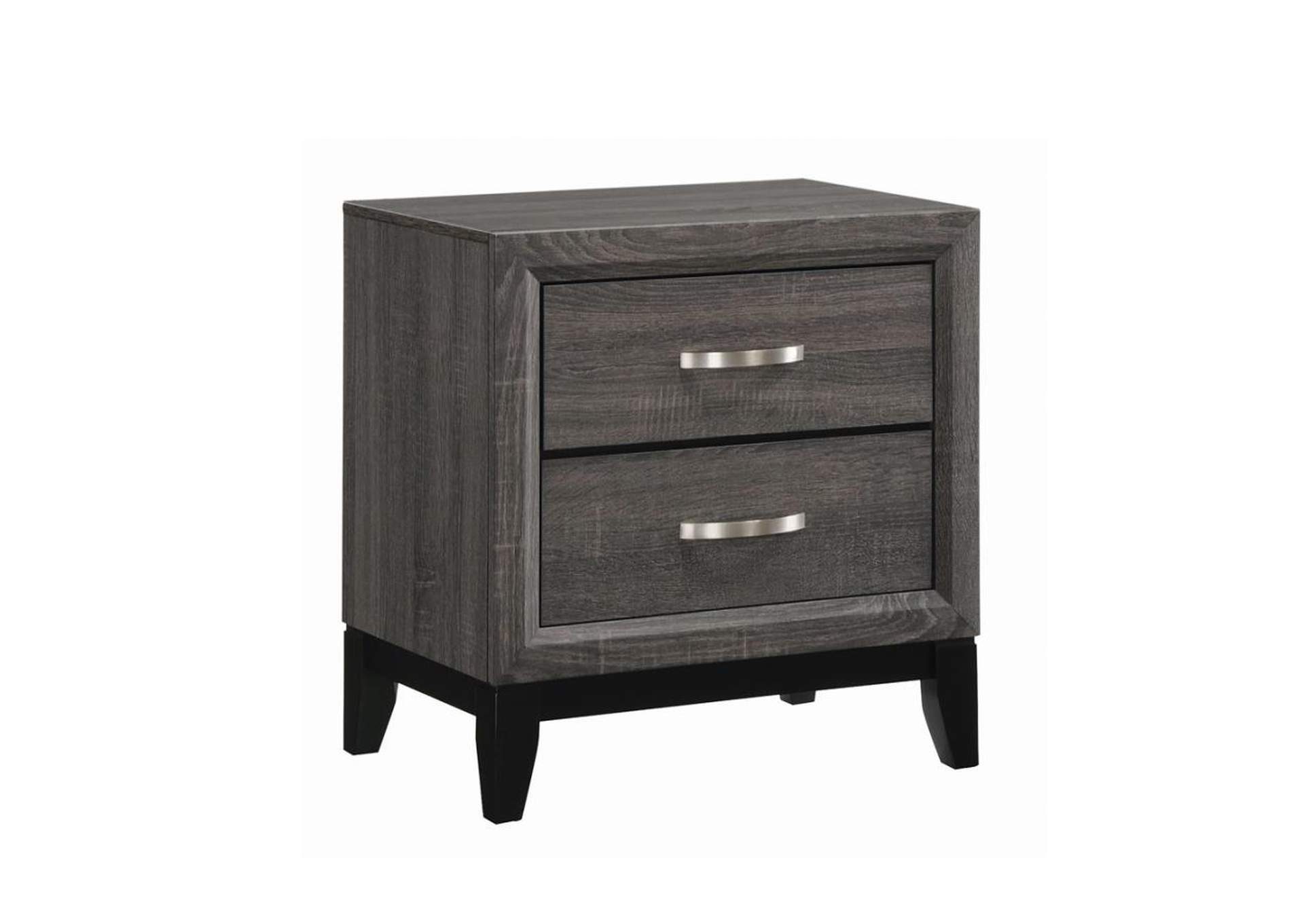 Watson 2drawer Nightstand Grey Oak and Black
