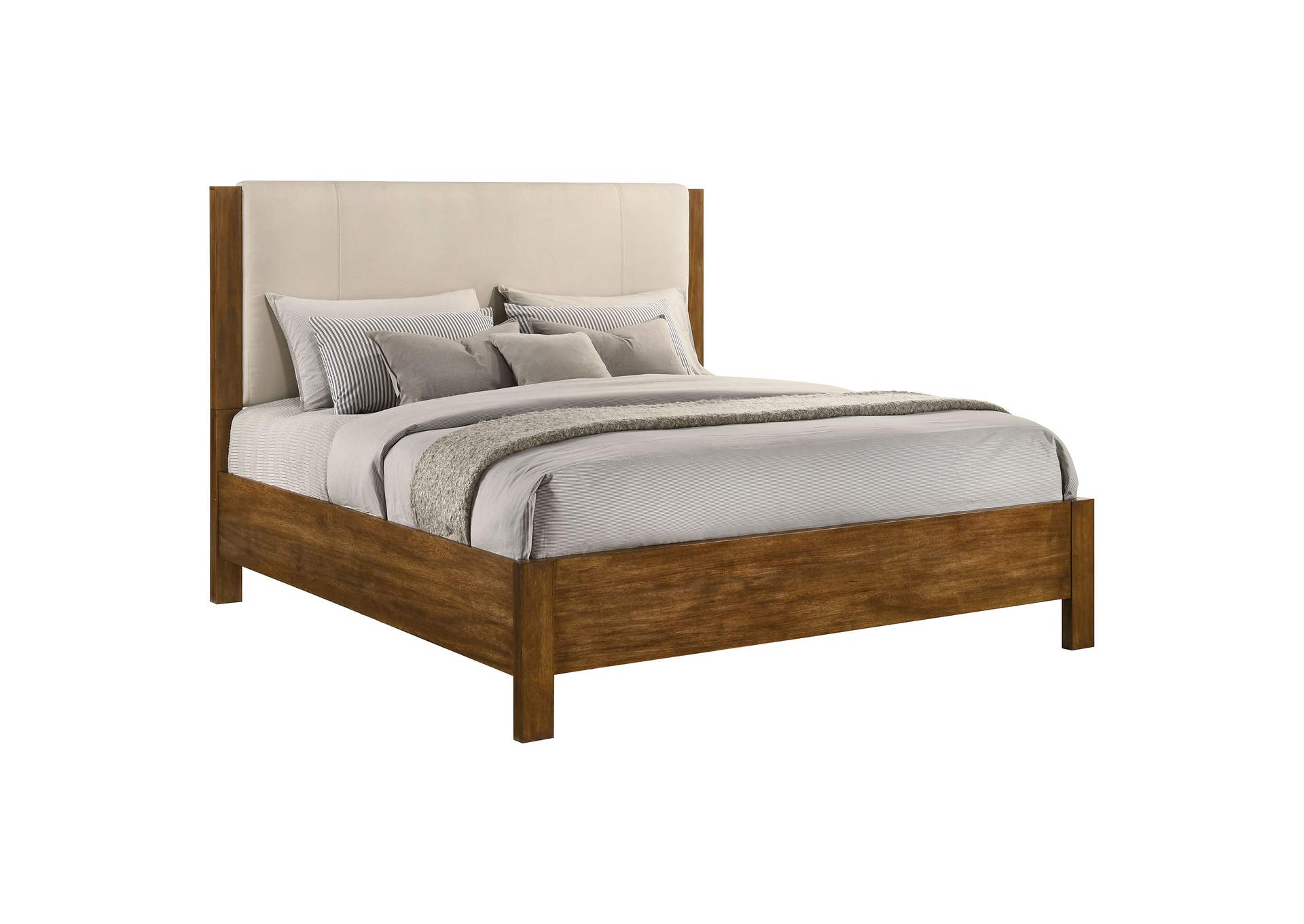 Adderley Eastern King Wood Panel Bed Cream and Warm Brown image 4