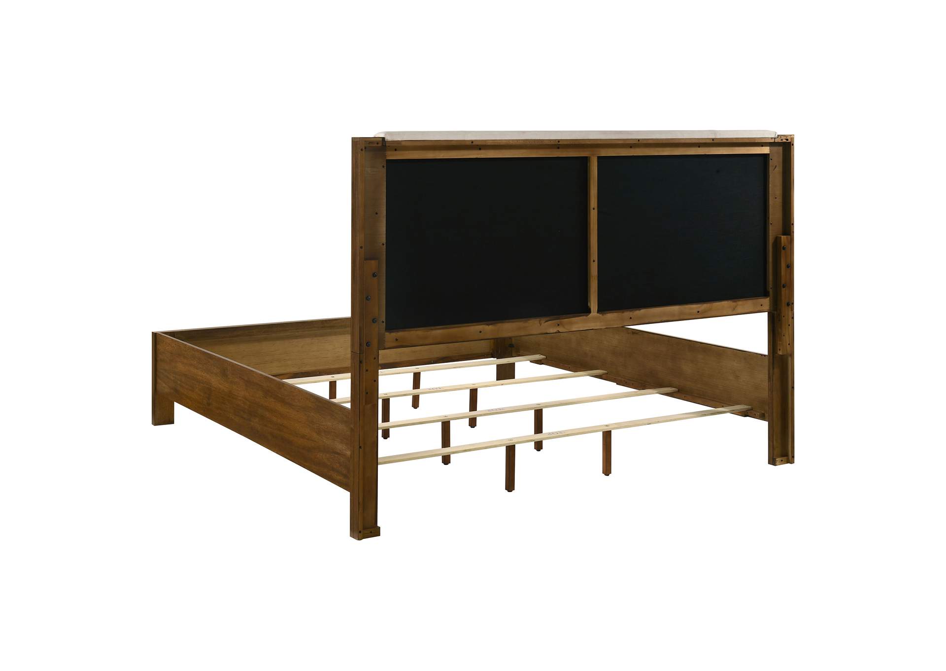 Adderley Eastern King Wood Panel Bed Cream and Warm Brown image 6