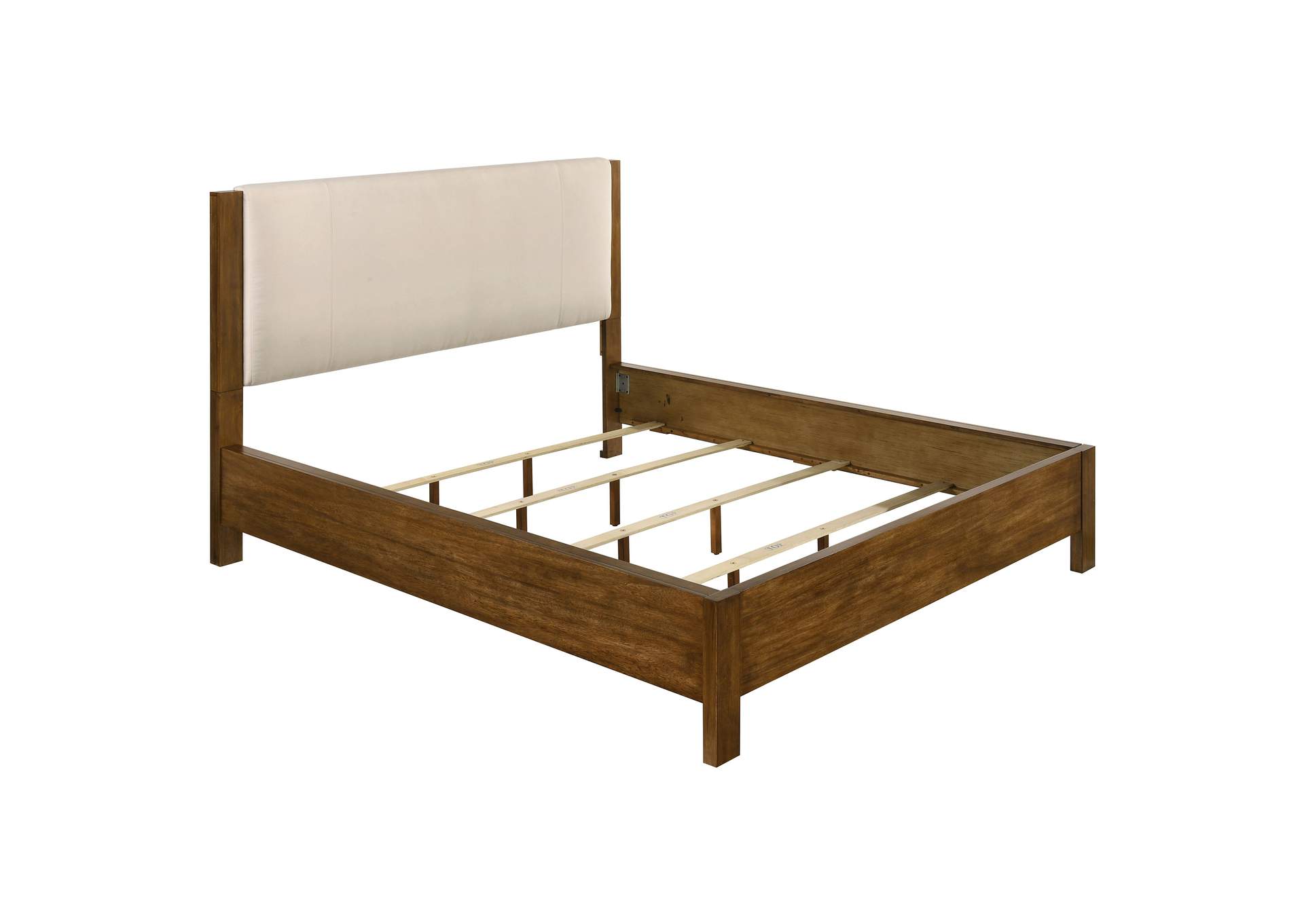 Adderley California King Wood Panel Bed Cream and Warm Brown image 1