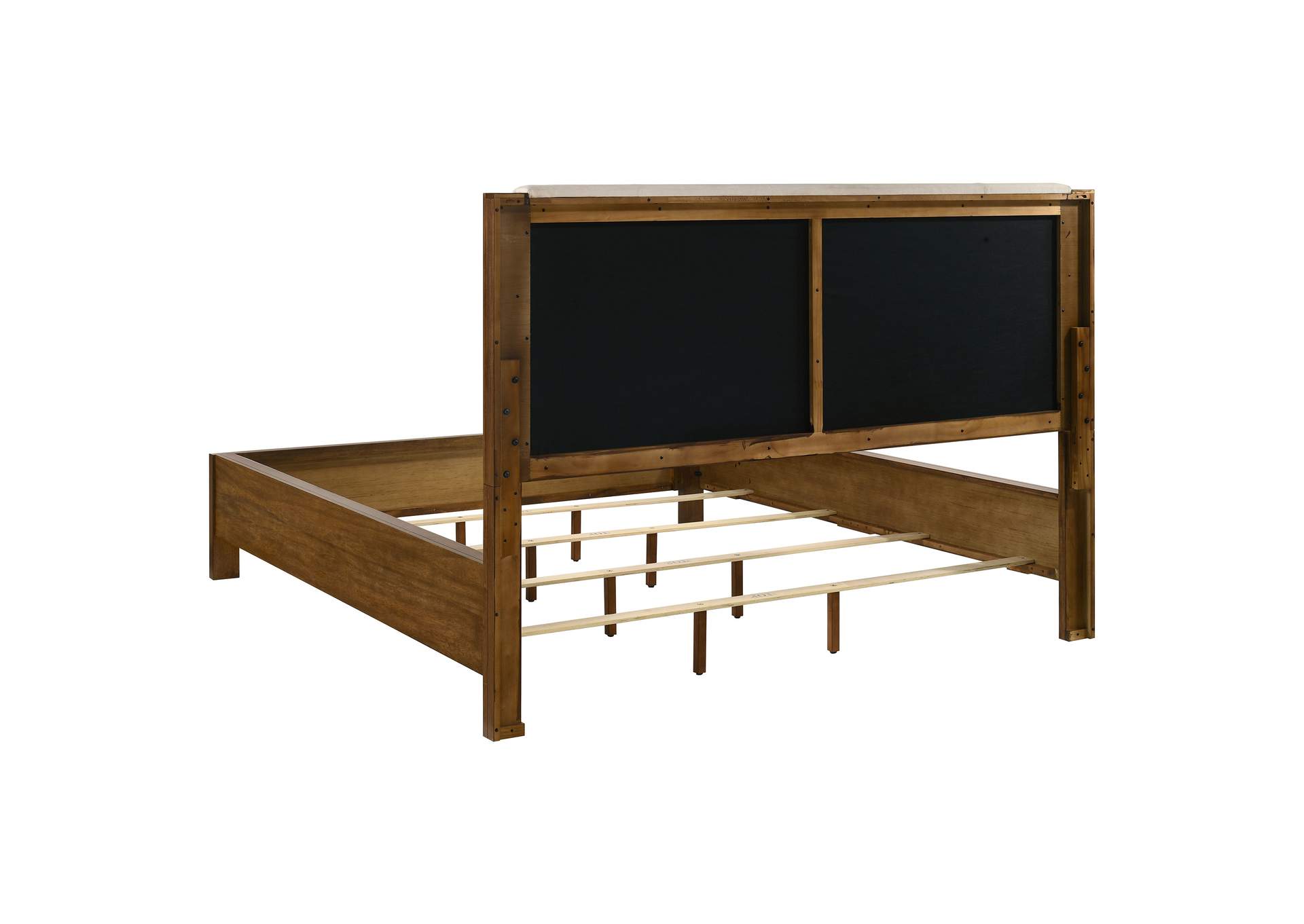 Adderley California King Wood Panel Bed Cream and Warm Brown image 6