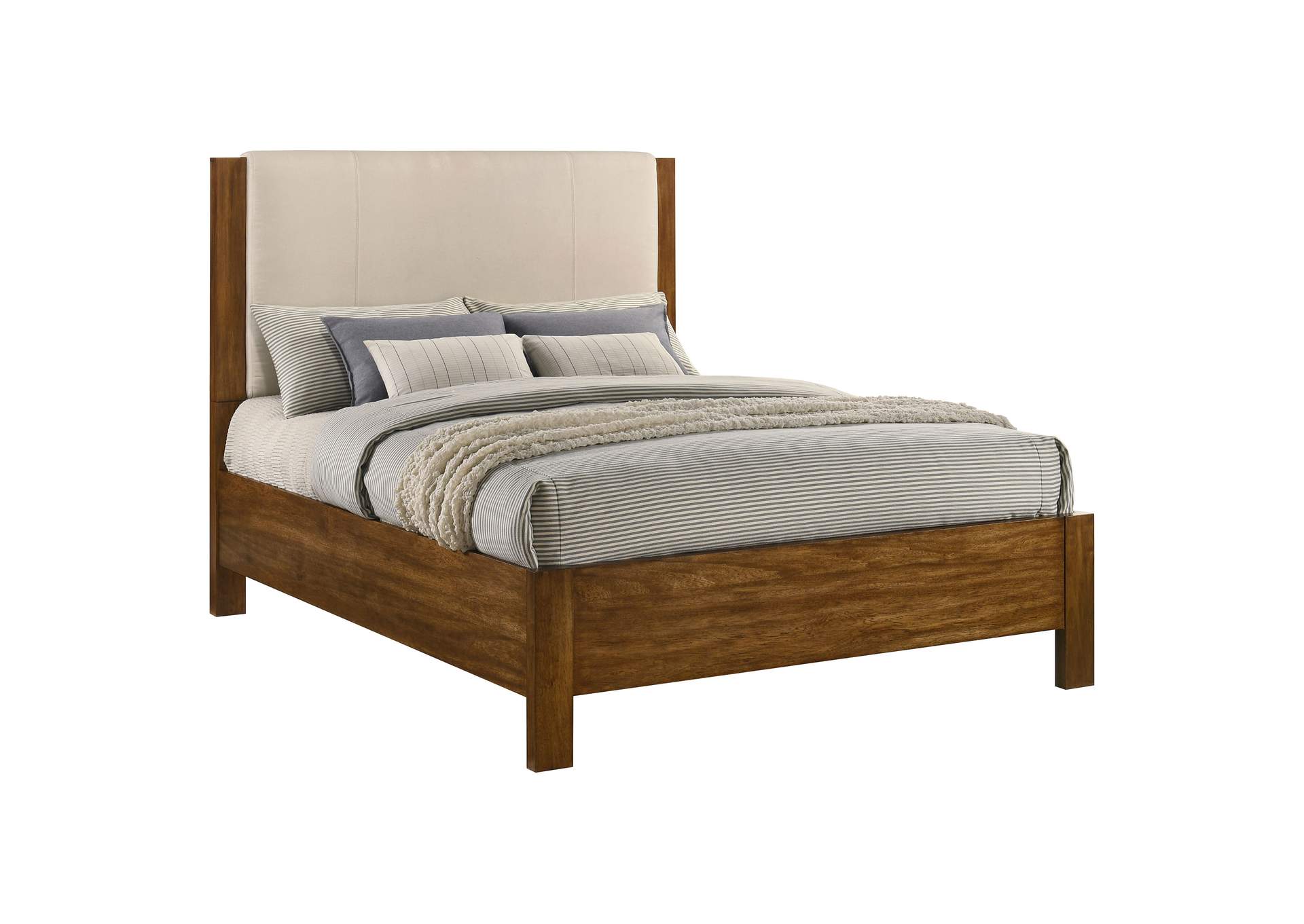 Adderley Queen Wood Panel Bed Cream and Warm Brown image 4
