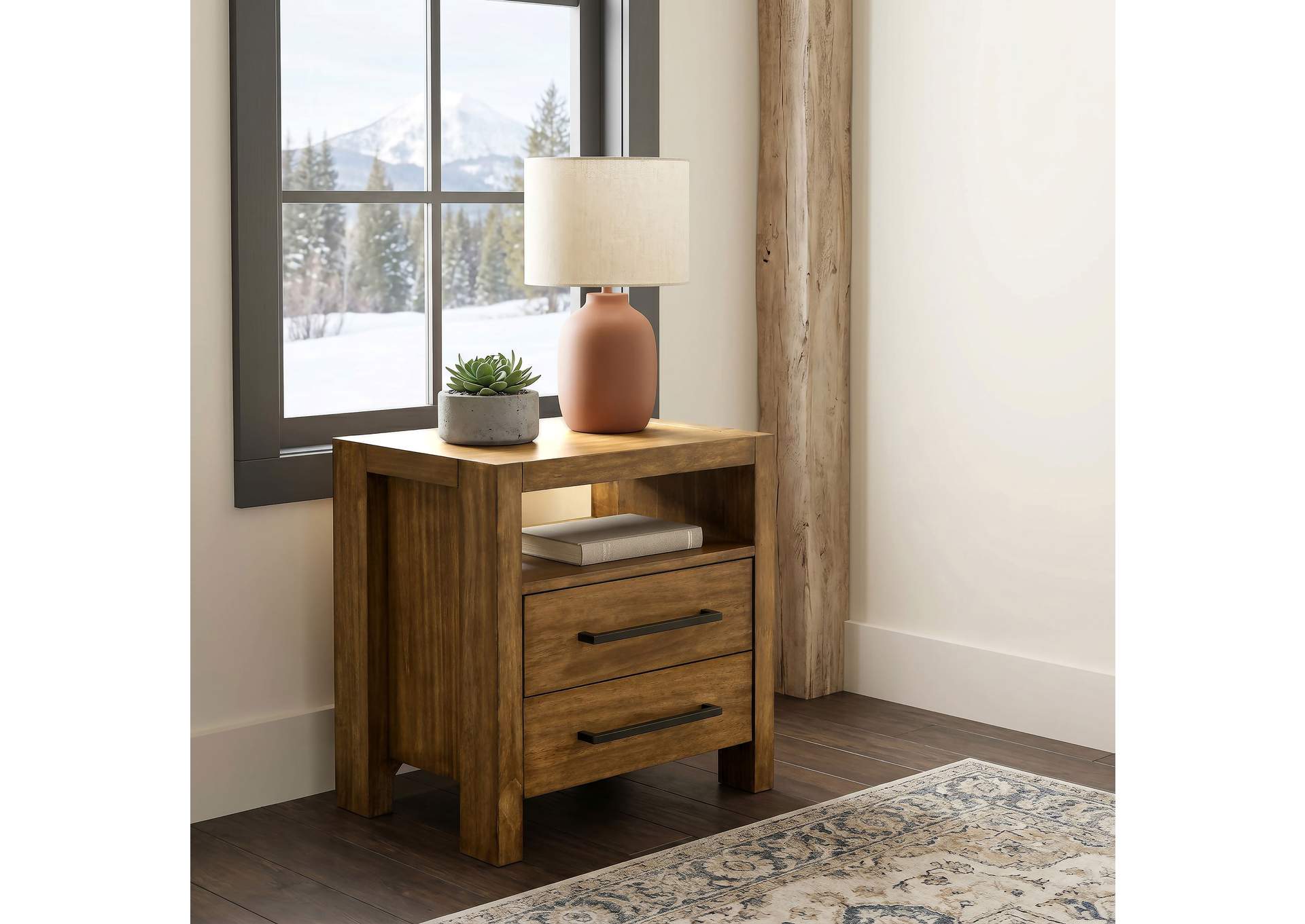 Adderley 2-drawer Nightstand Bedside Table Warm Brown image 3