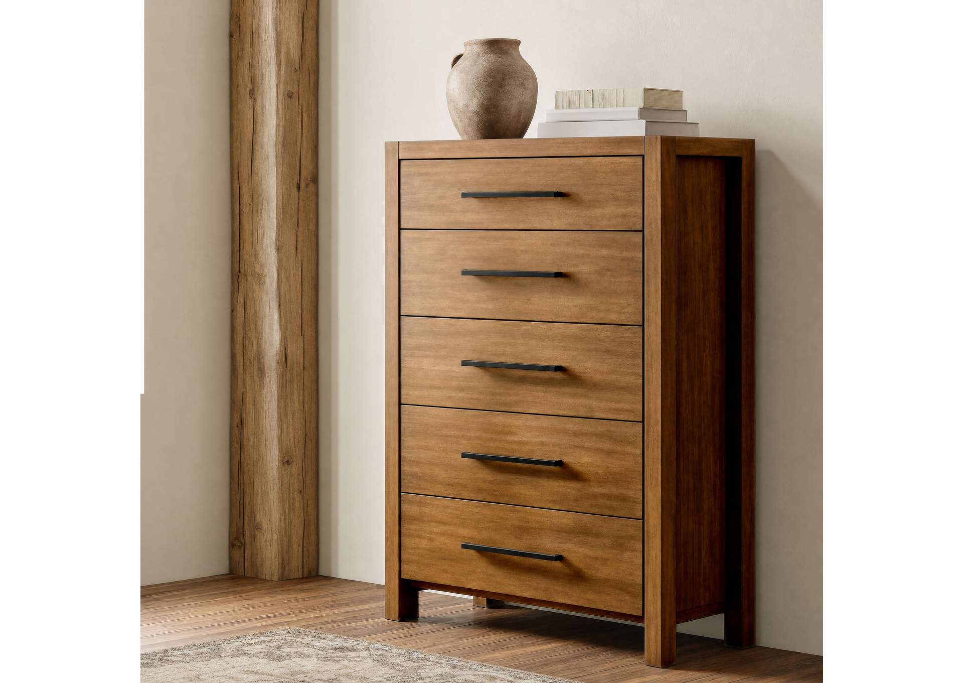 Adderley 5-drawer Bedroom Chest of Drawers Warm Brown image 3
