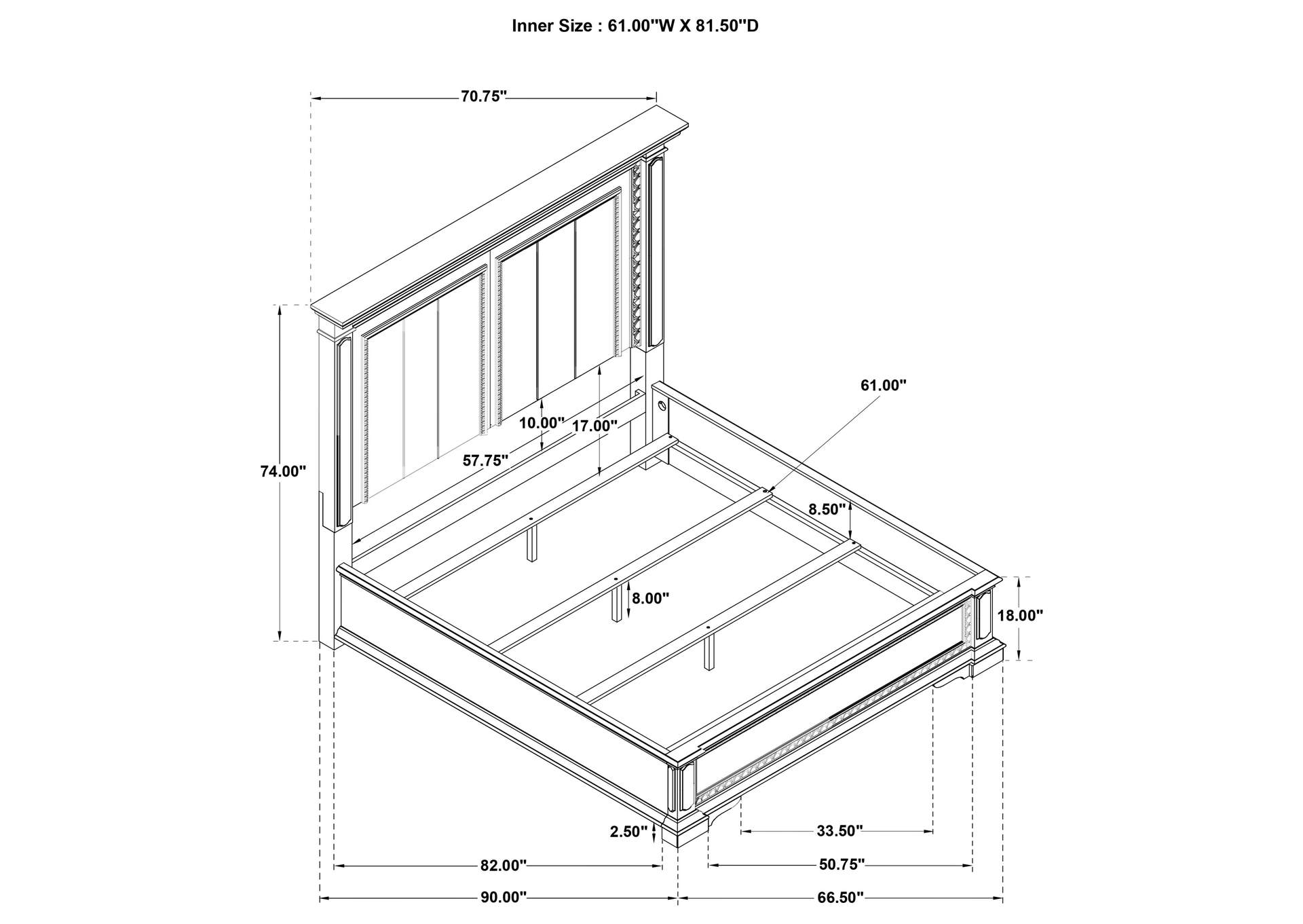 McKinney Queen LED Light Panel Bed Vintage White image 13